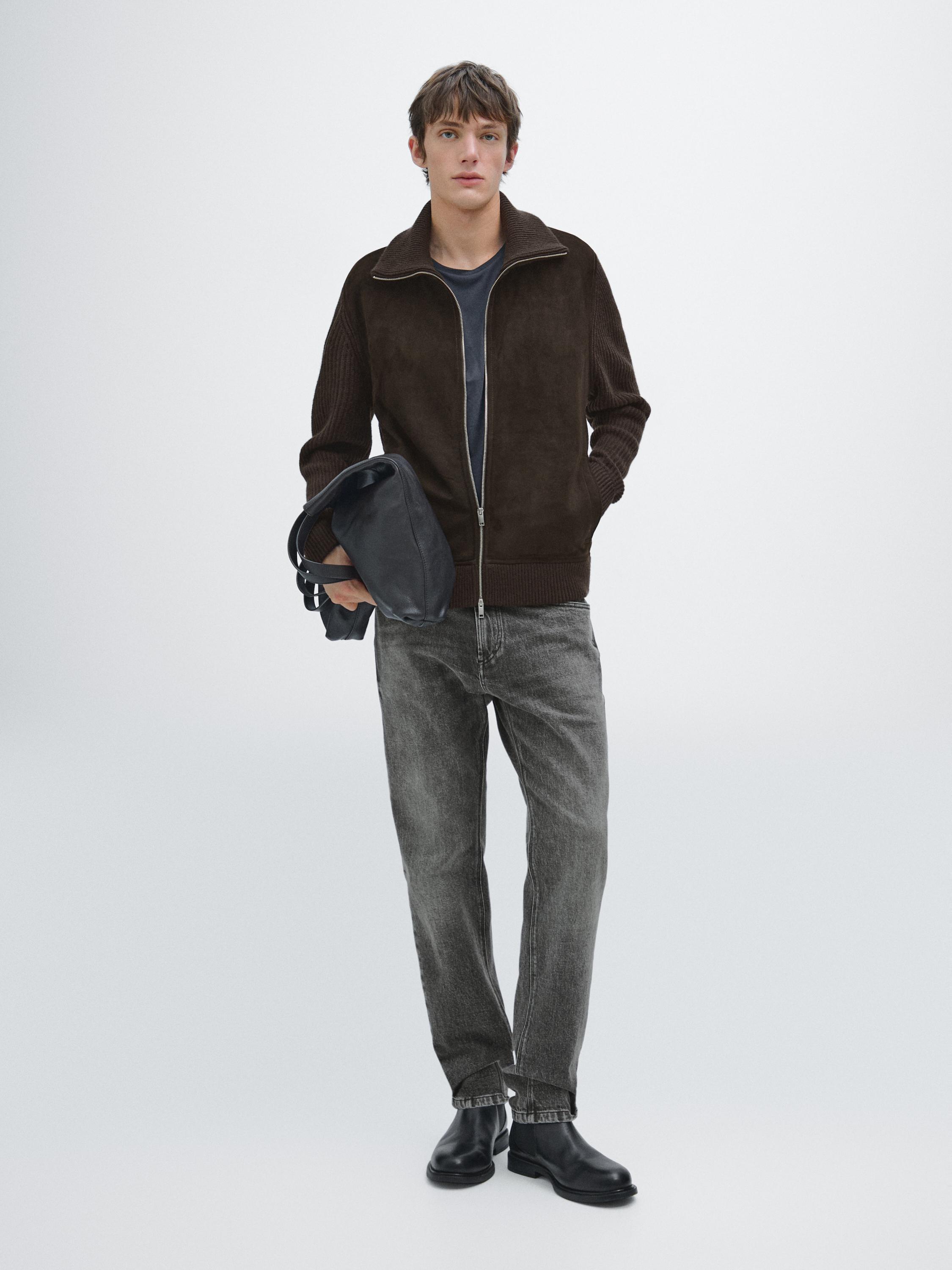 Jaket leher tinggi kontras