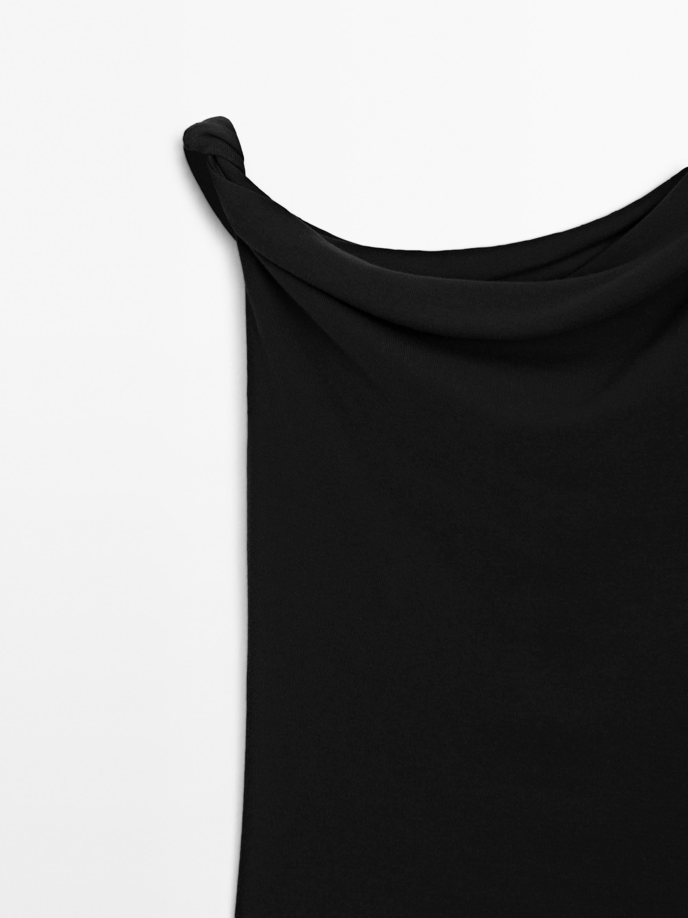 Top drapé avec nœud en coton