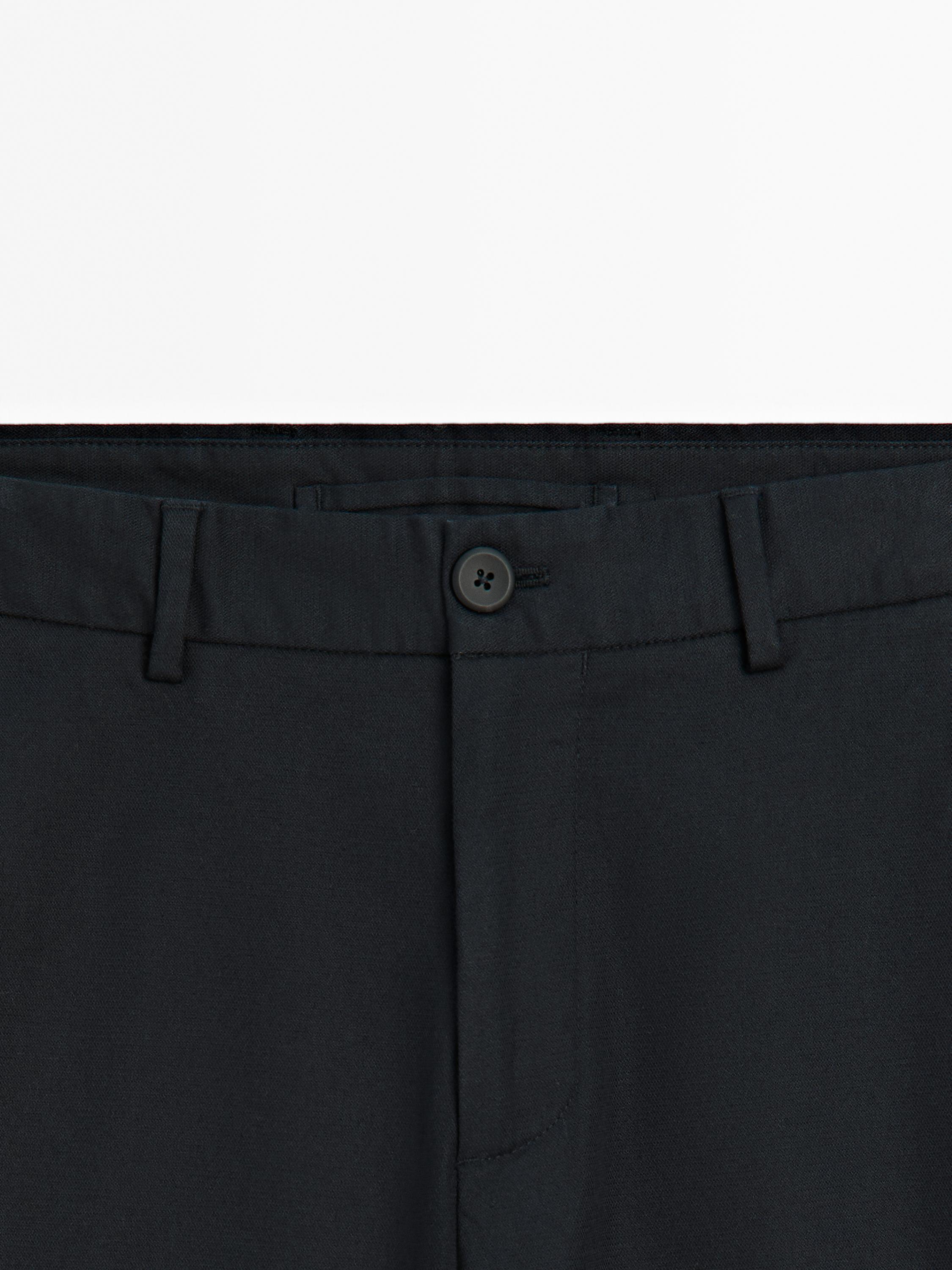 Slim fit textured trousers