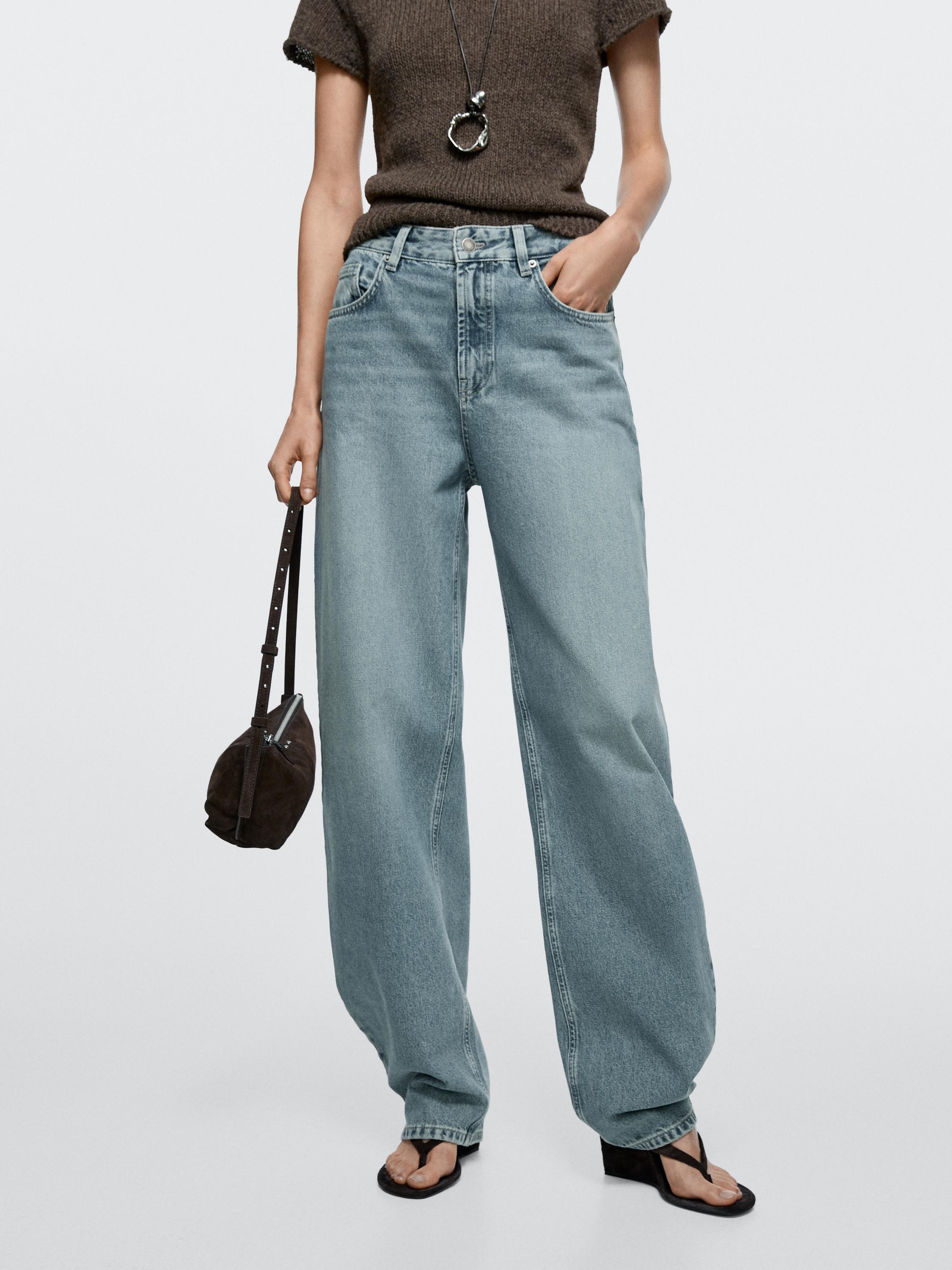 High-waist barrel fit jeans — Light Blue