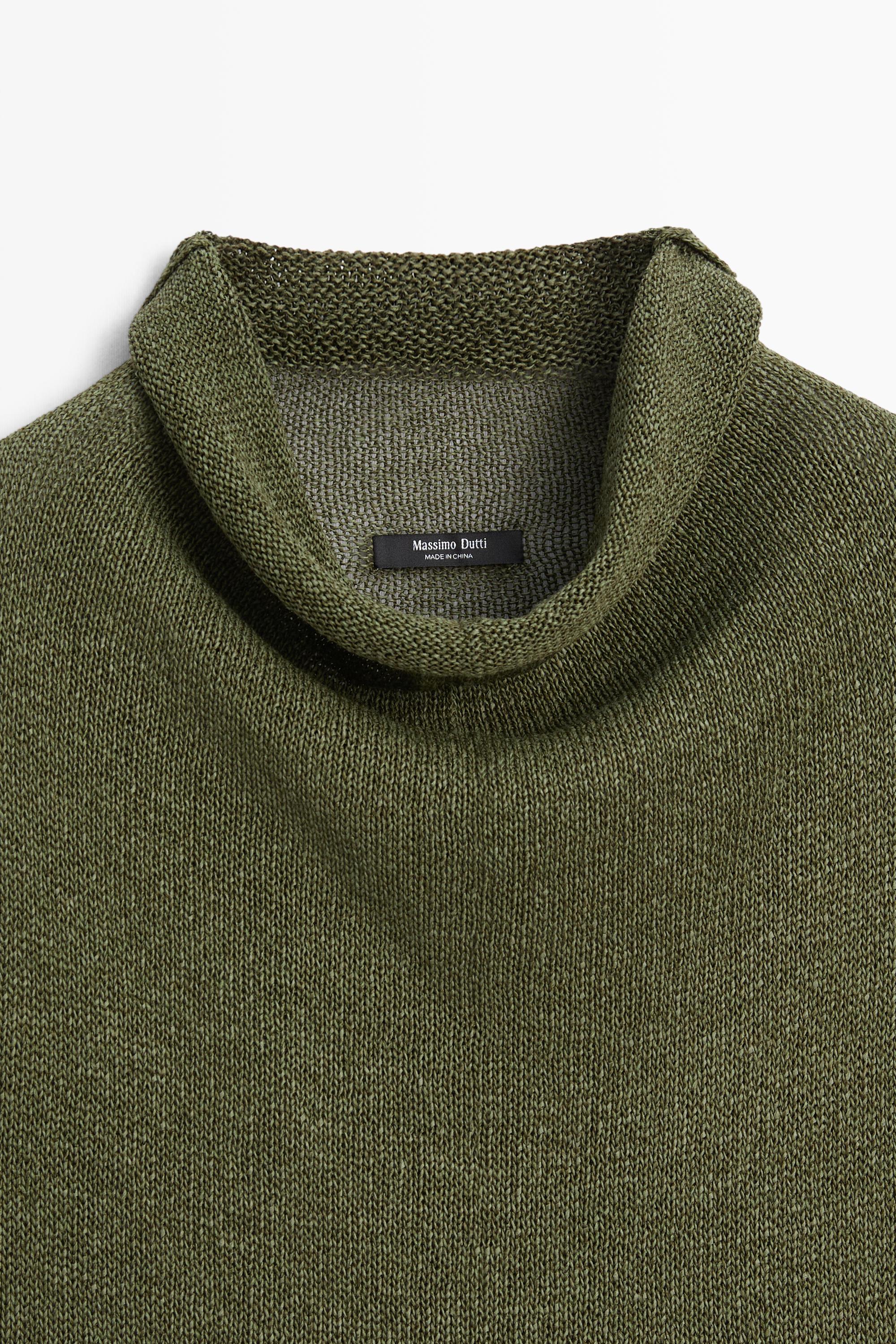Draped high neck knit top — GREEN