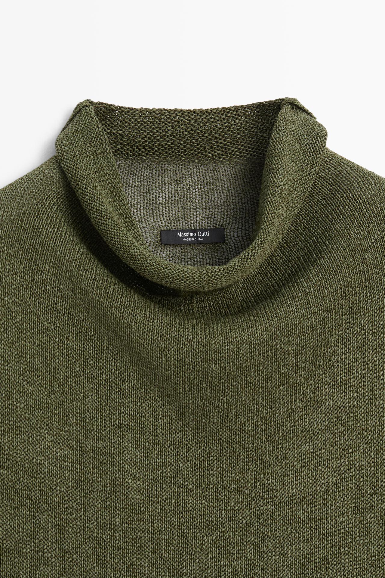 Draped high neck knit top — GREEN