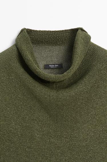 Draped high neck knit top — GREEN 9
