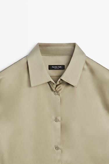 Flowing satin shirt — BEIGE 9