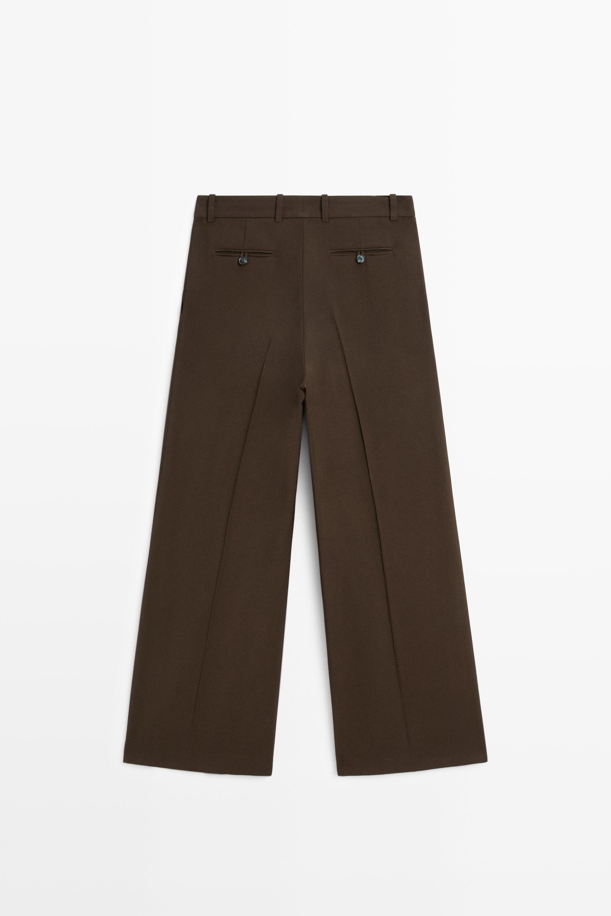 Wide-leg pants with pleats — Chocolate