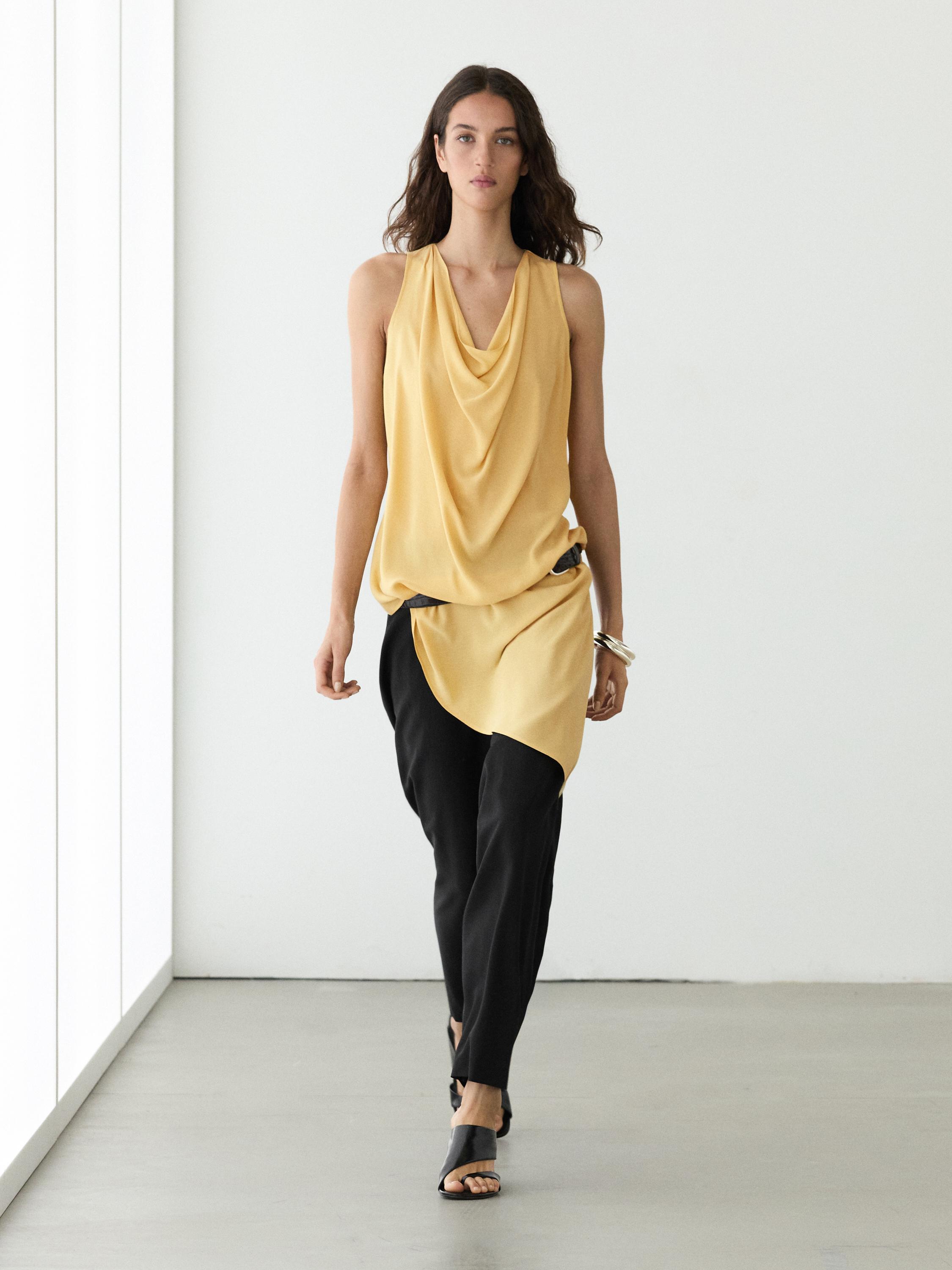Long flowing asymmetric top — PALE YELLOW