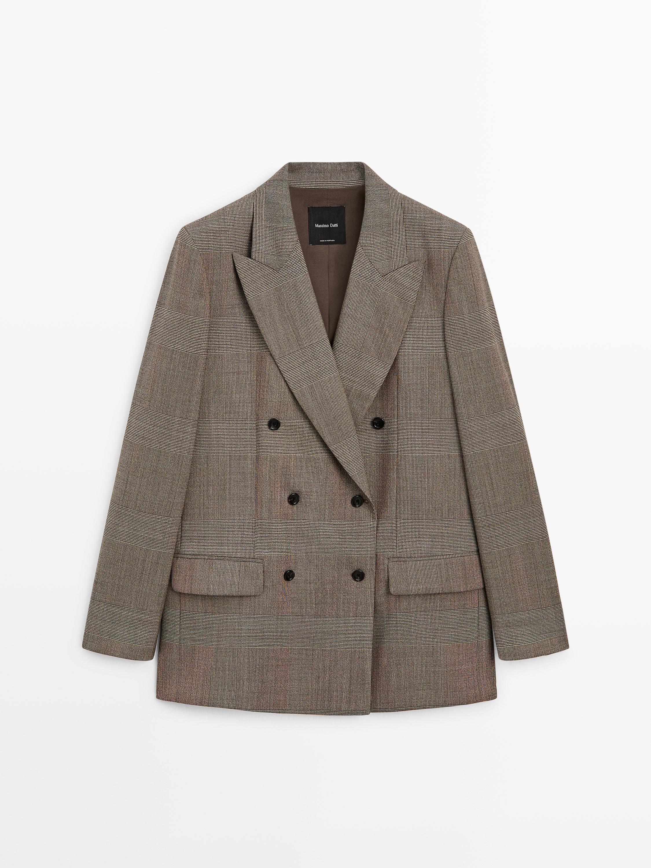 Check wool suit blazer