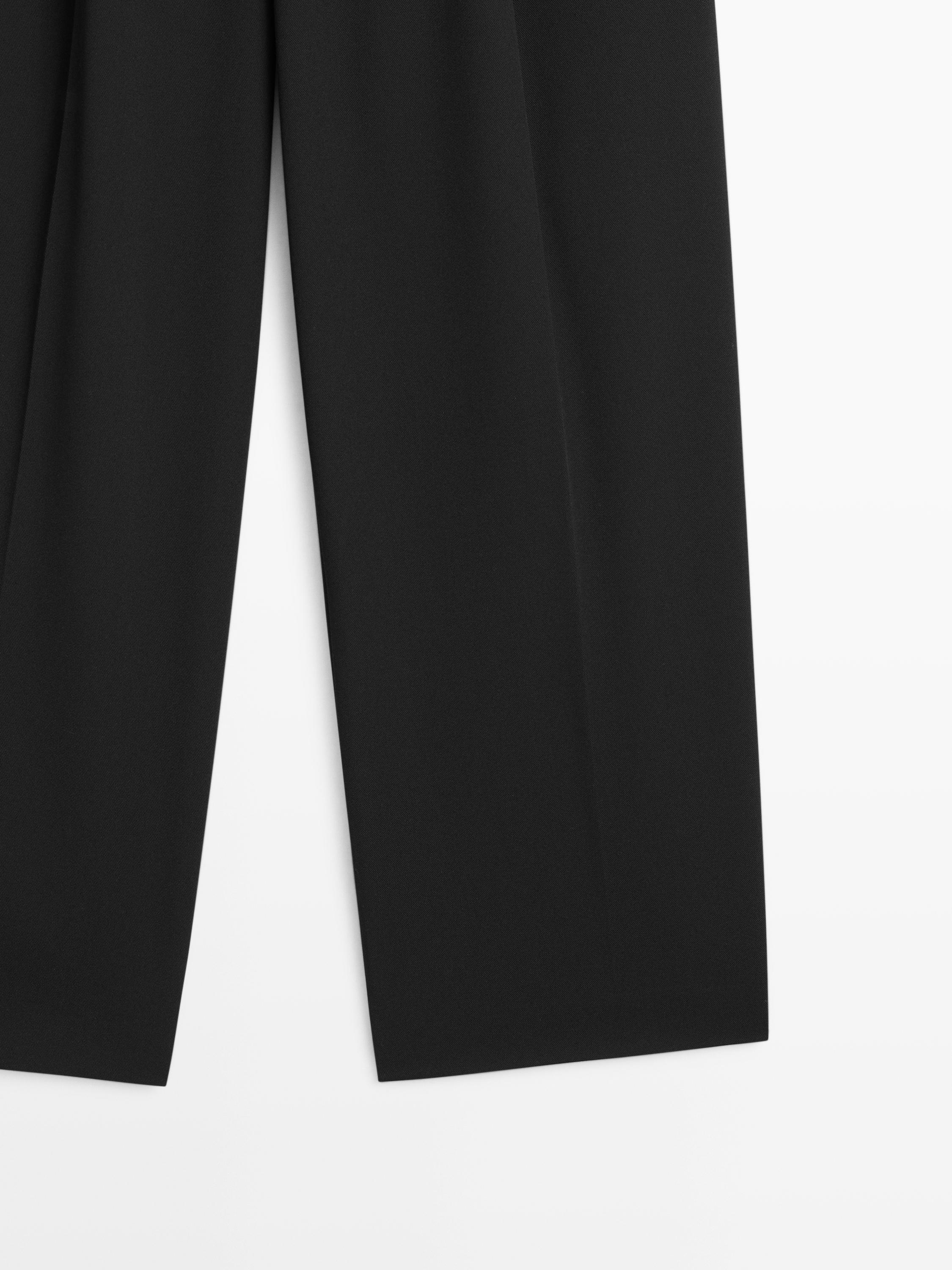 Darted wide-leg trousers