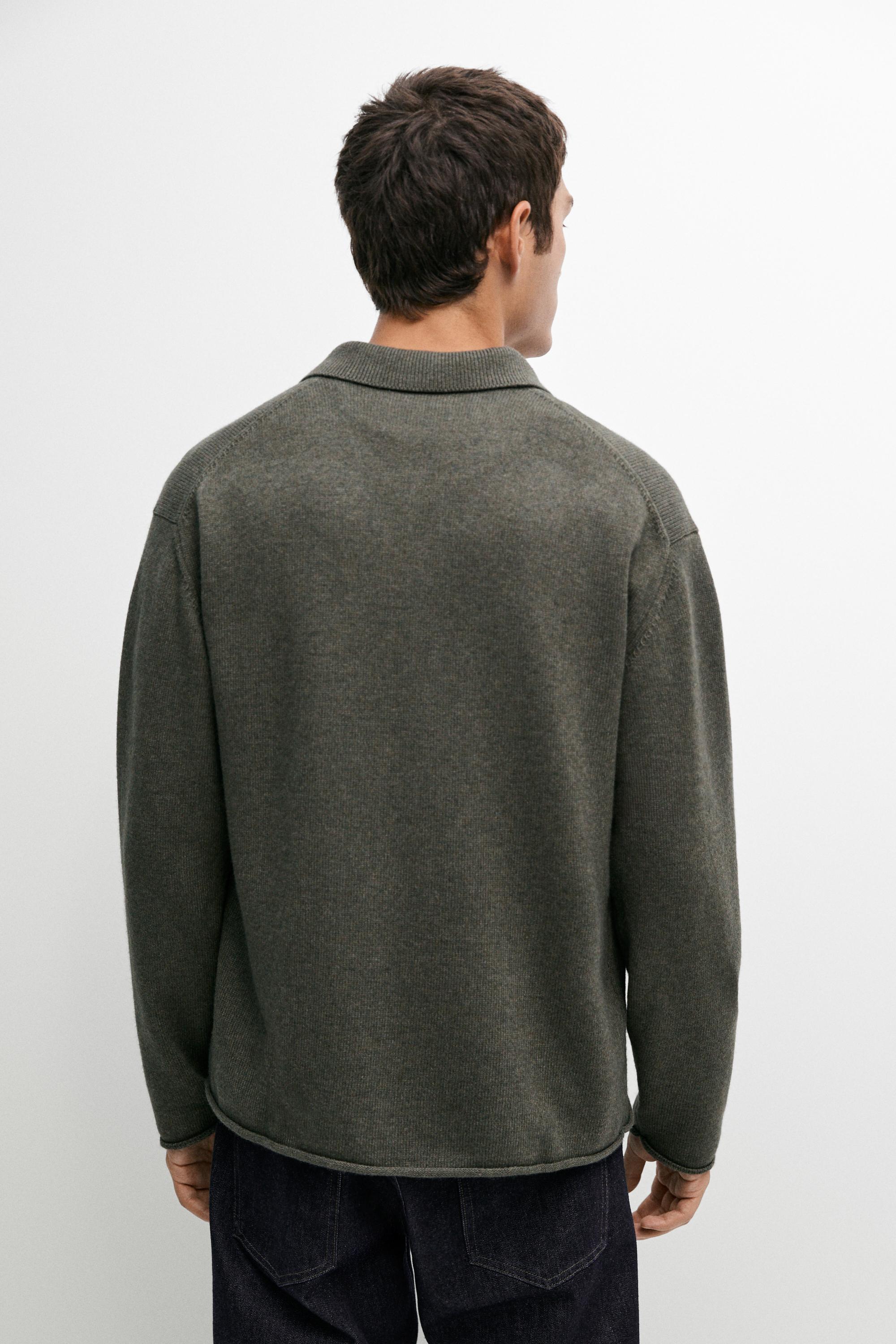 Massimo Dutti Yünlü polo yaka triko hırka görsel 8