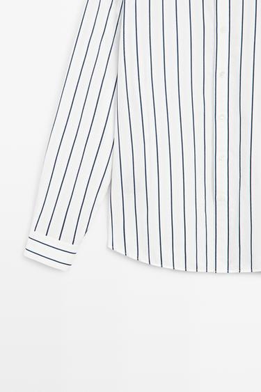 100% cotton relaxed fit striped shirt — WHITE 7