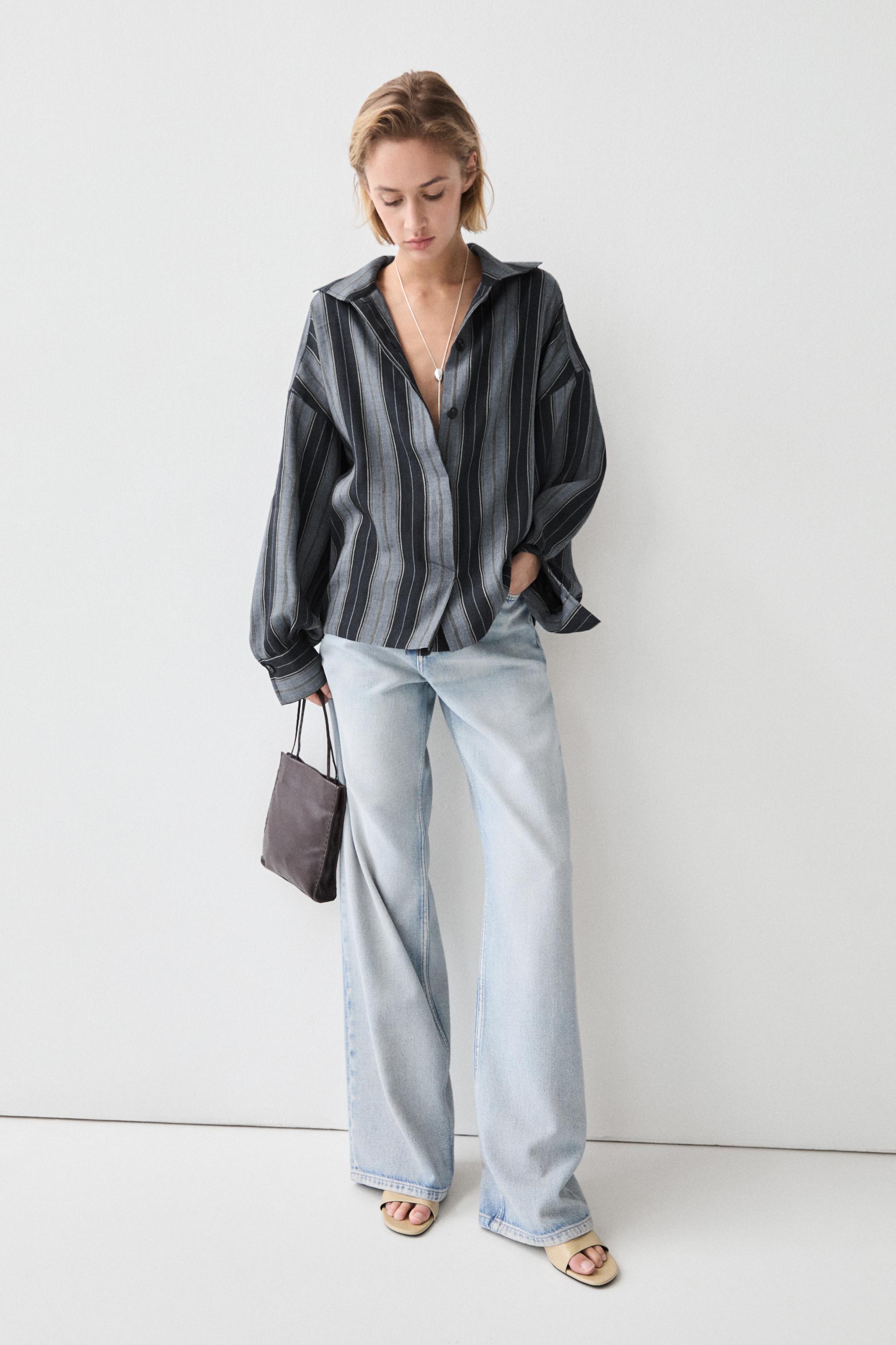 High-waist palazzo jeans — Light Blue
