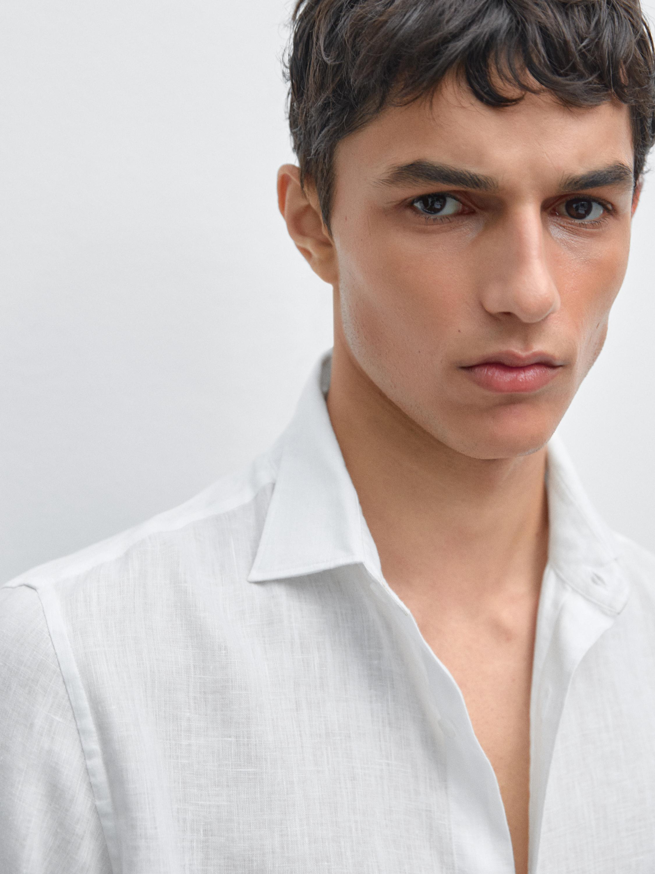 100% linen slim fit shirt