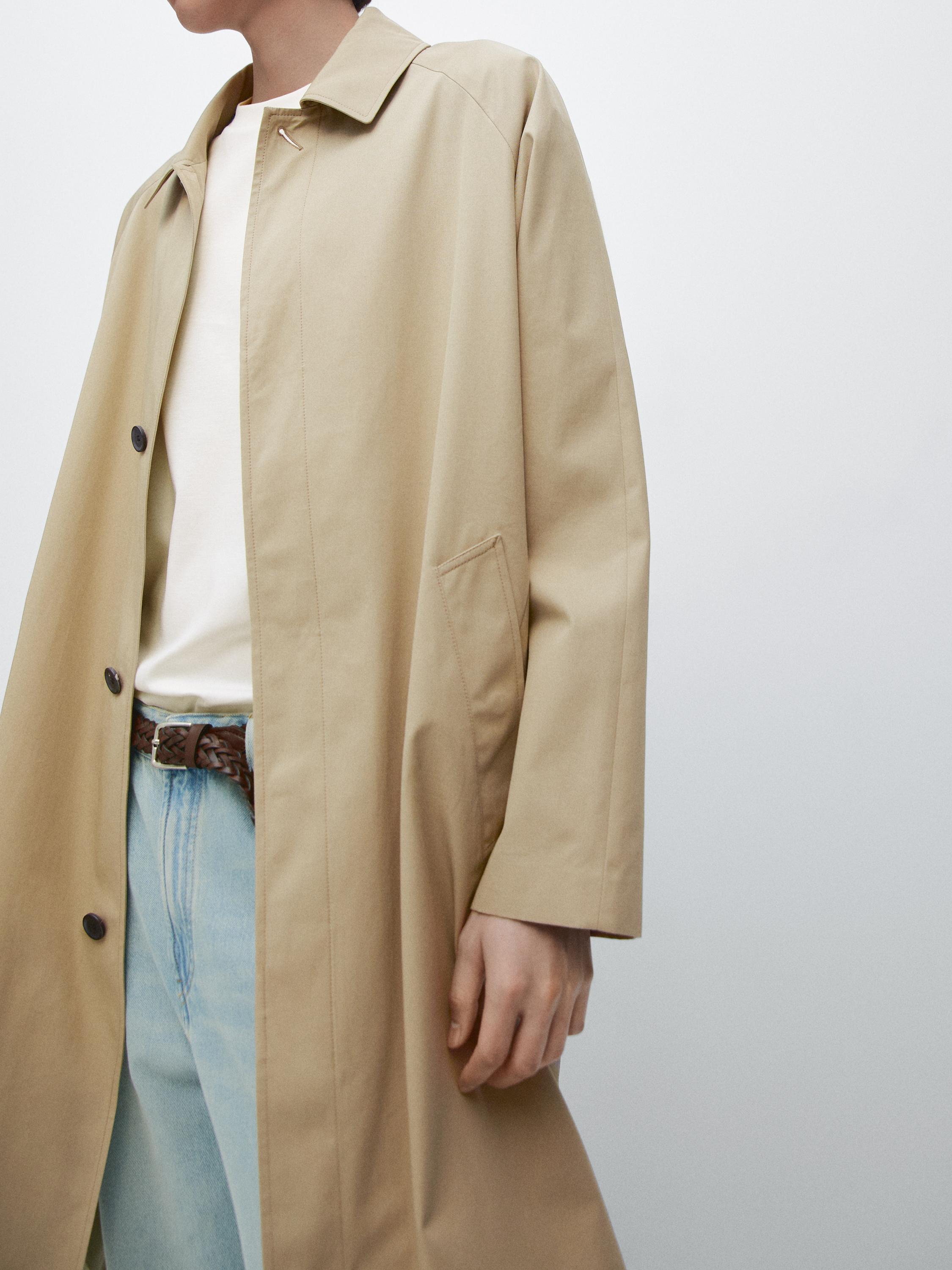 Lightweight cotton trench coat — BEIGE