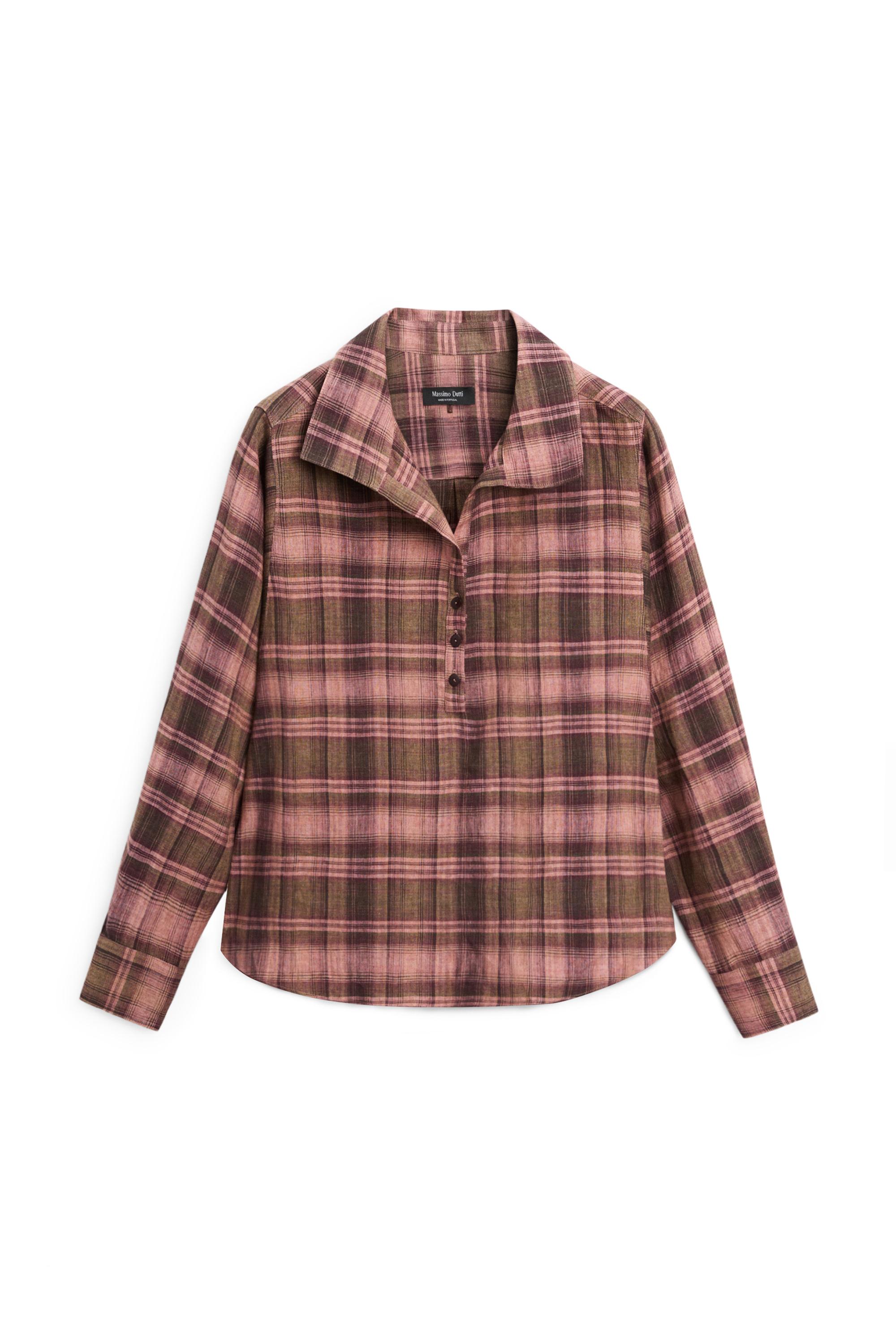 Flowing 100% linen check shirt — 0-978