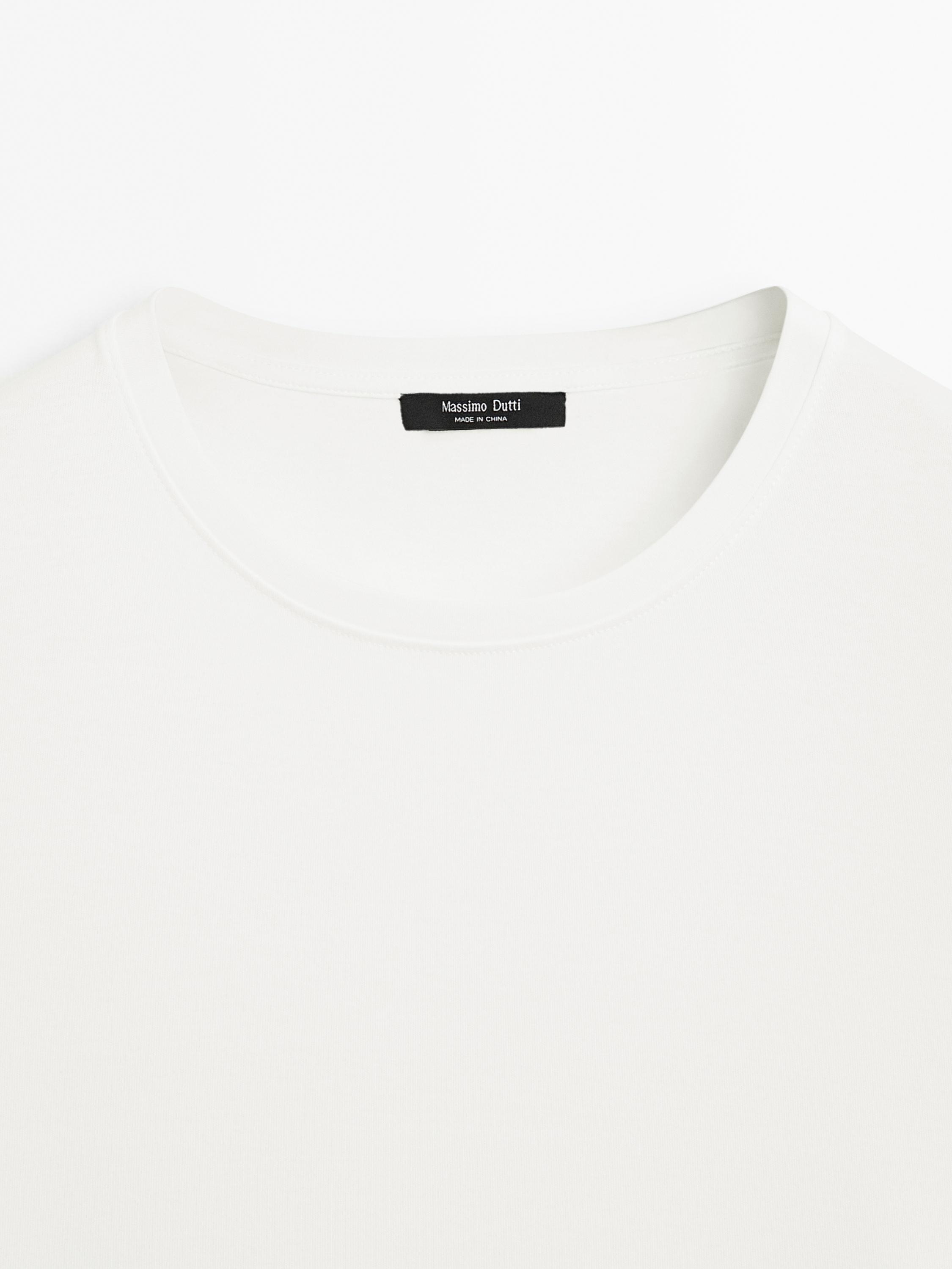 100% mercerised cotton T-shirt — CREAM