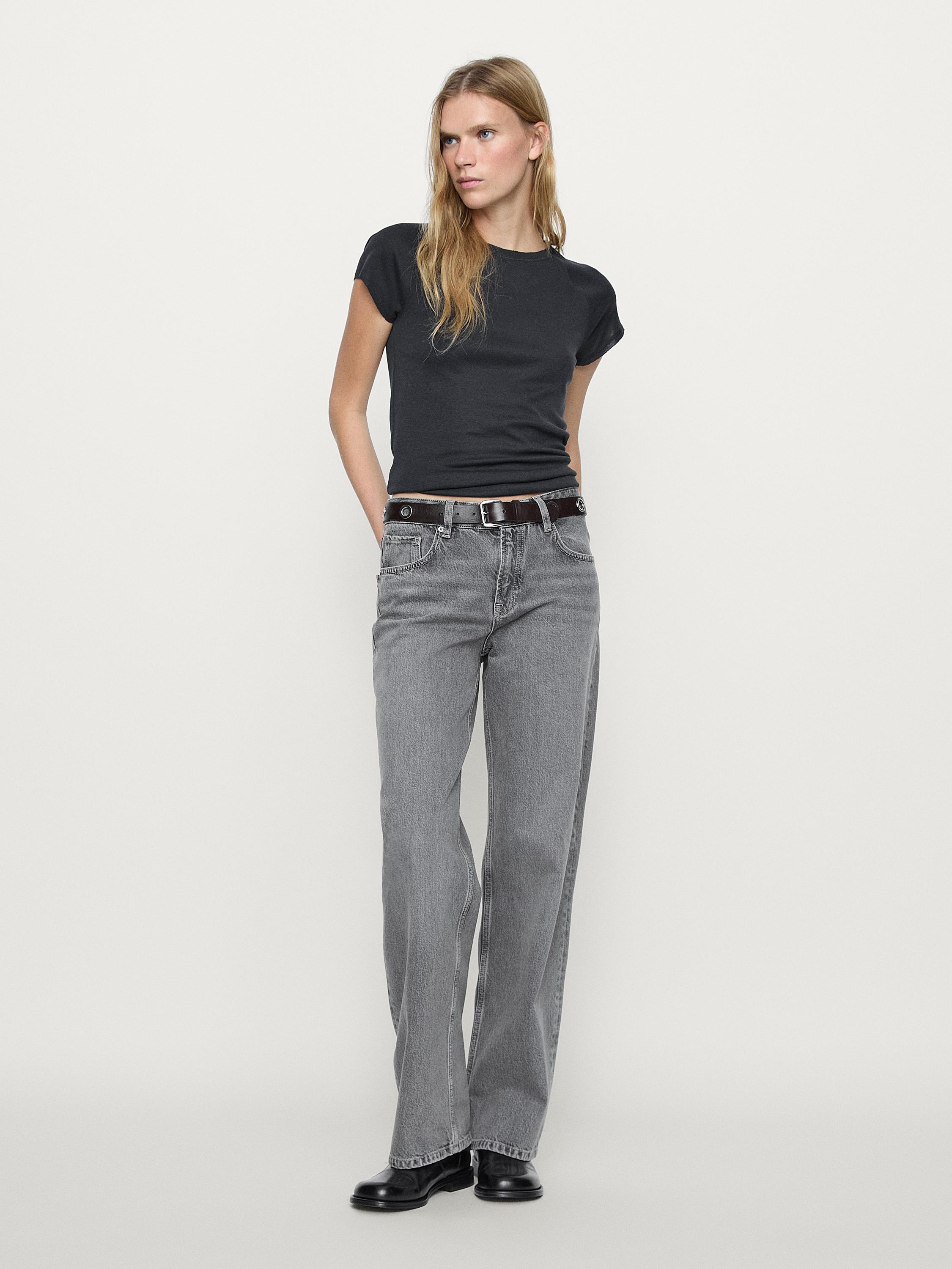 Jean Denim Straight Fit · Gris, Marrón · Vestir | Massimo Dutti