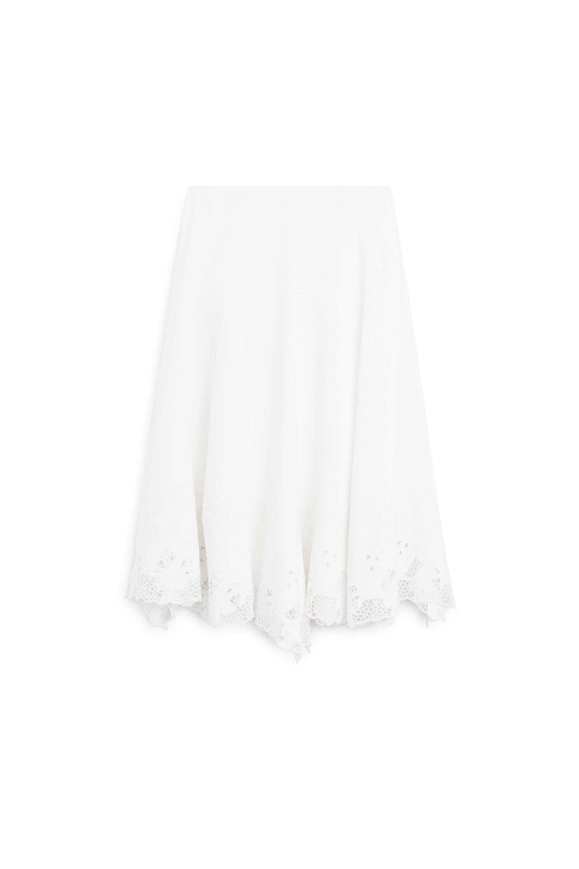 Flared midi skirt with embroidery — WHITE