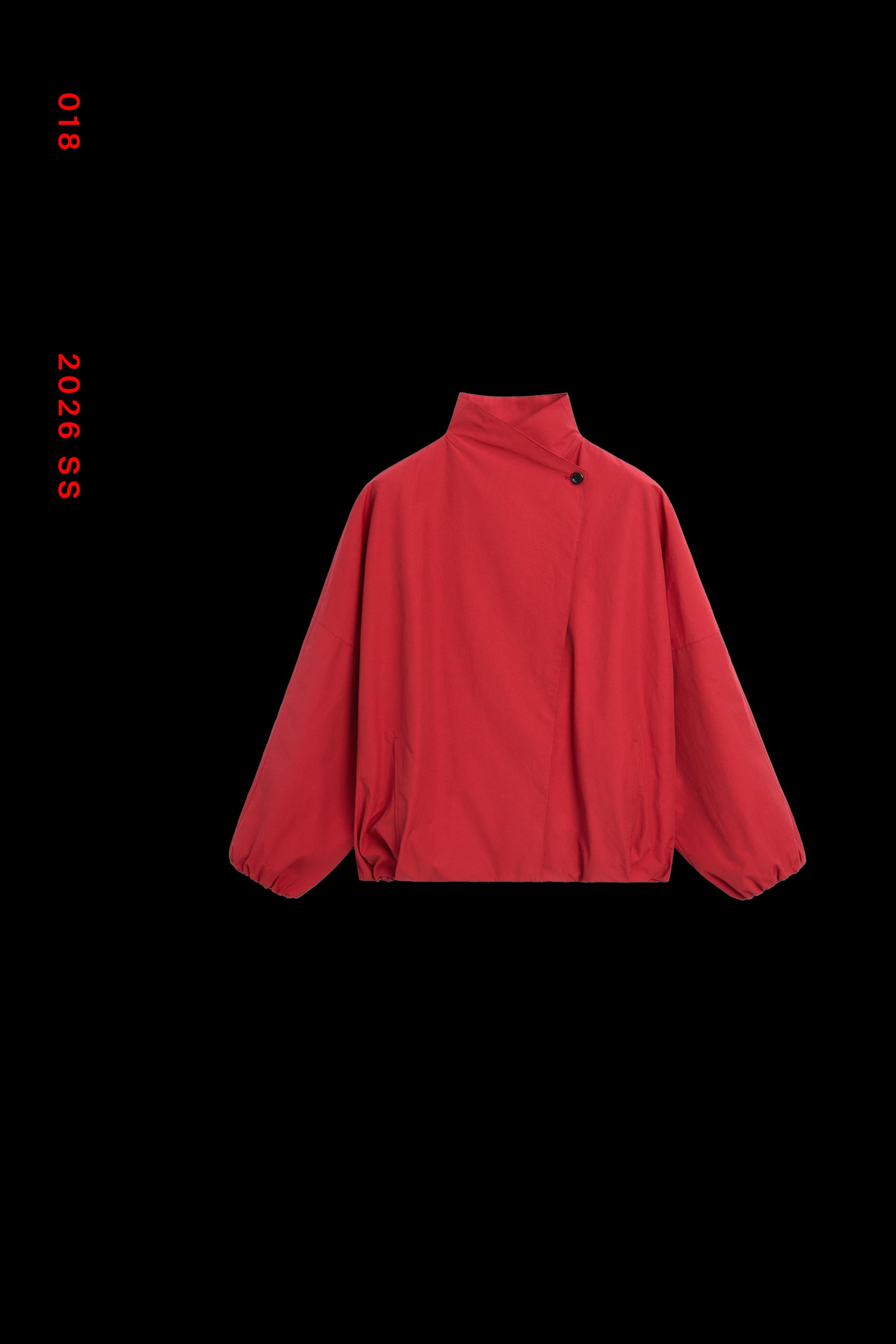 Technical bomber jacket with side button — BRIGHT RED