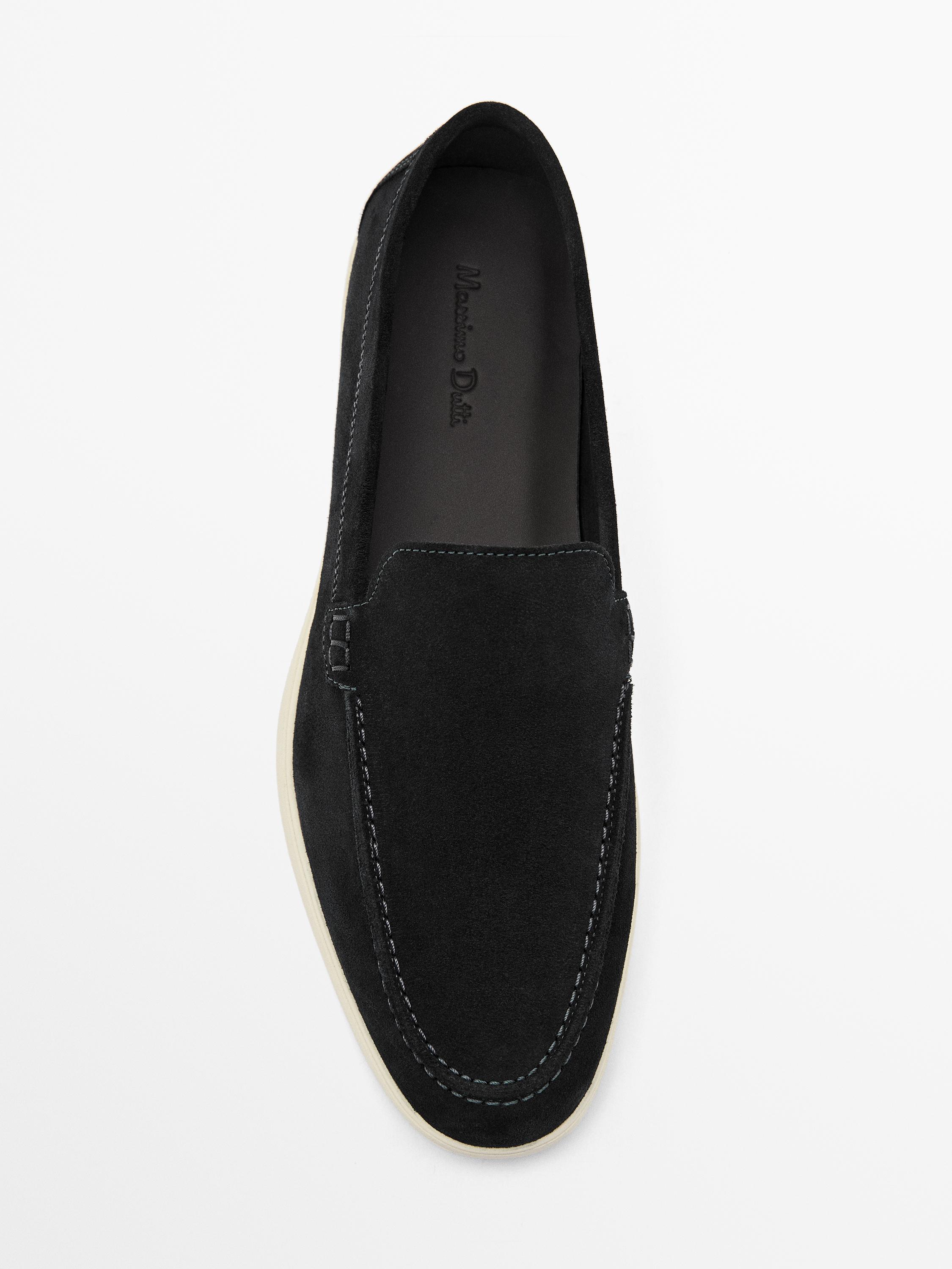 Split suede leather loafers