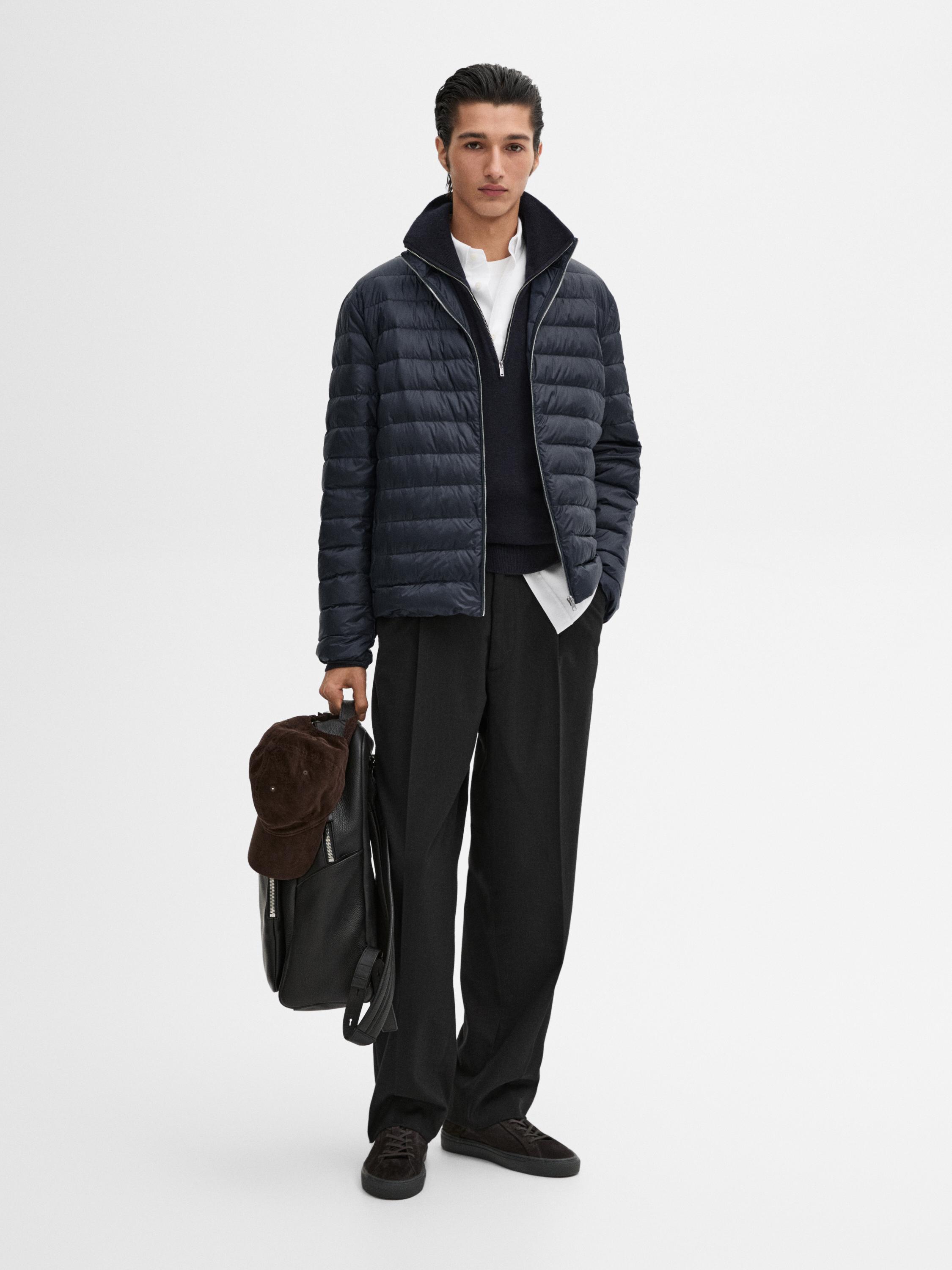 Chaqueta plegable acolchado ligero plumas · Marino Oscuro, Beige