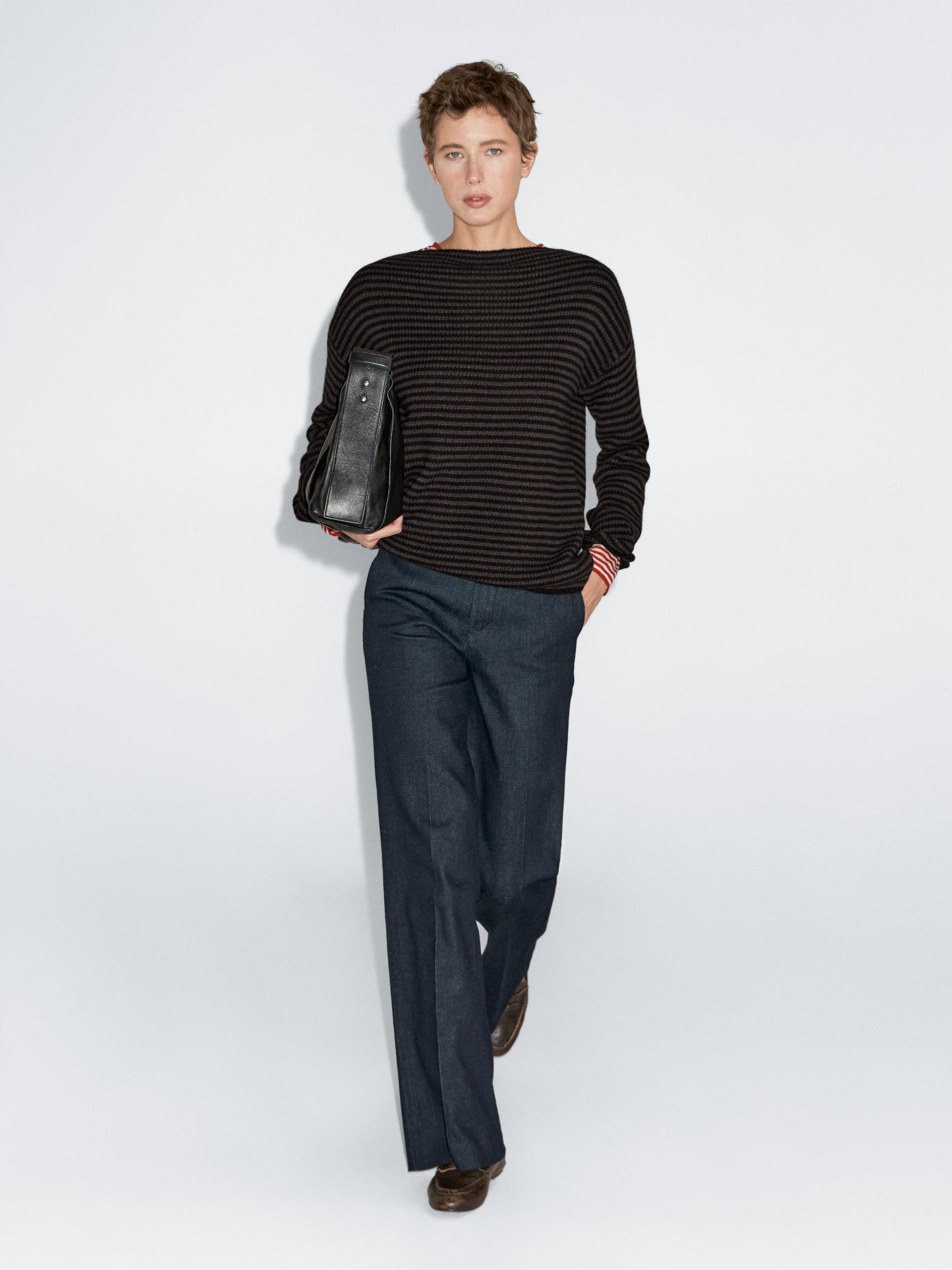 100% wool striped knit sweater