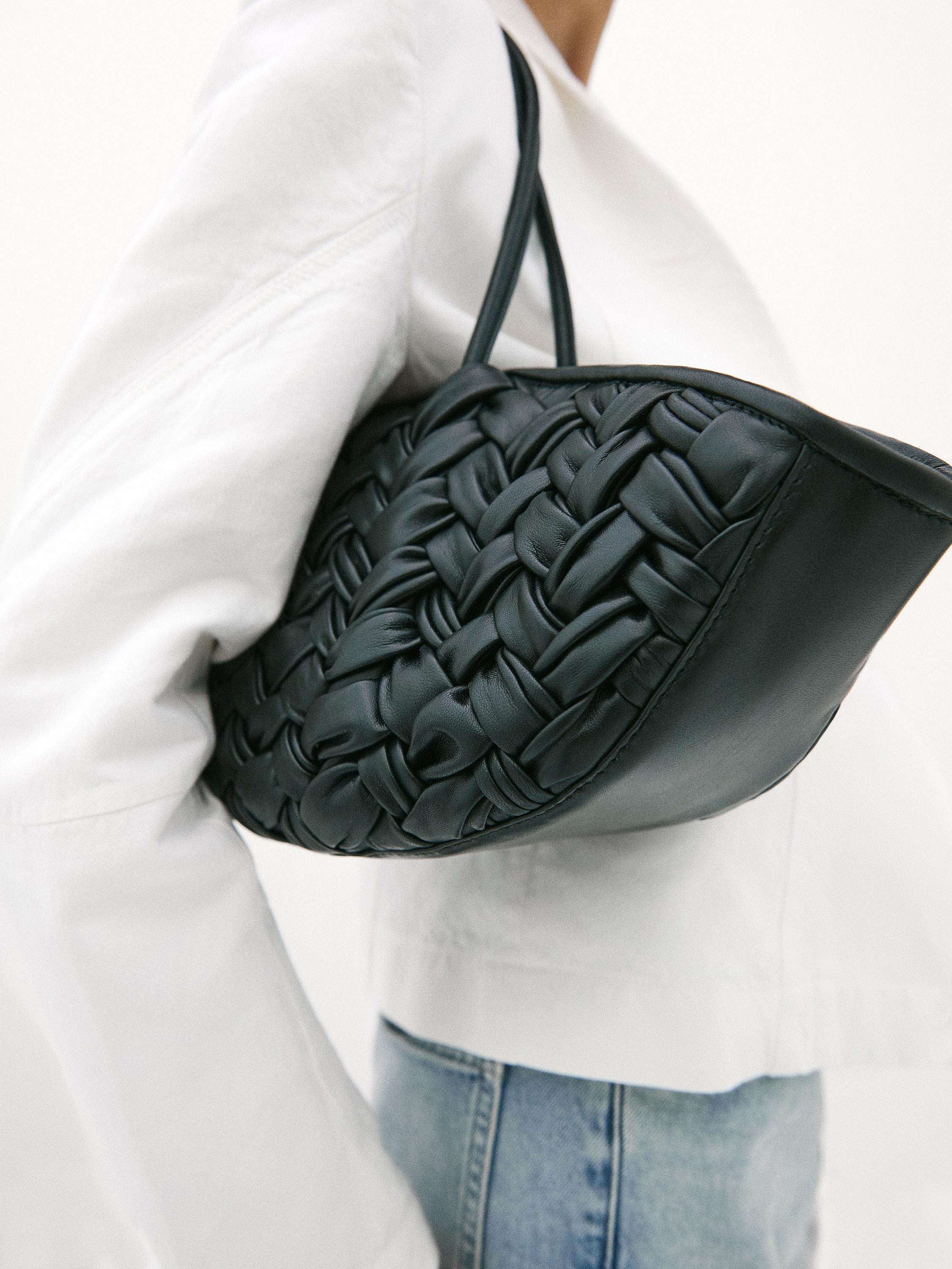 Nappa leather tote bag with detachable interior · Black, White ·  Accessories | Massimo Dutti