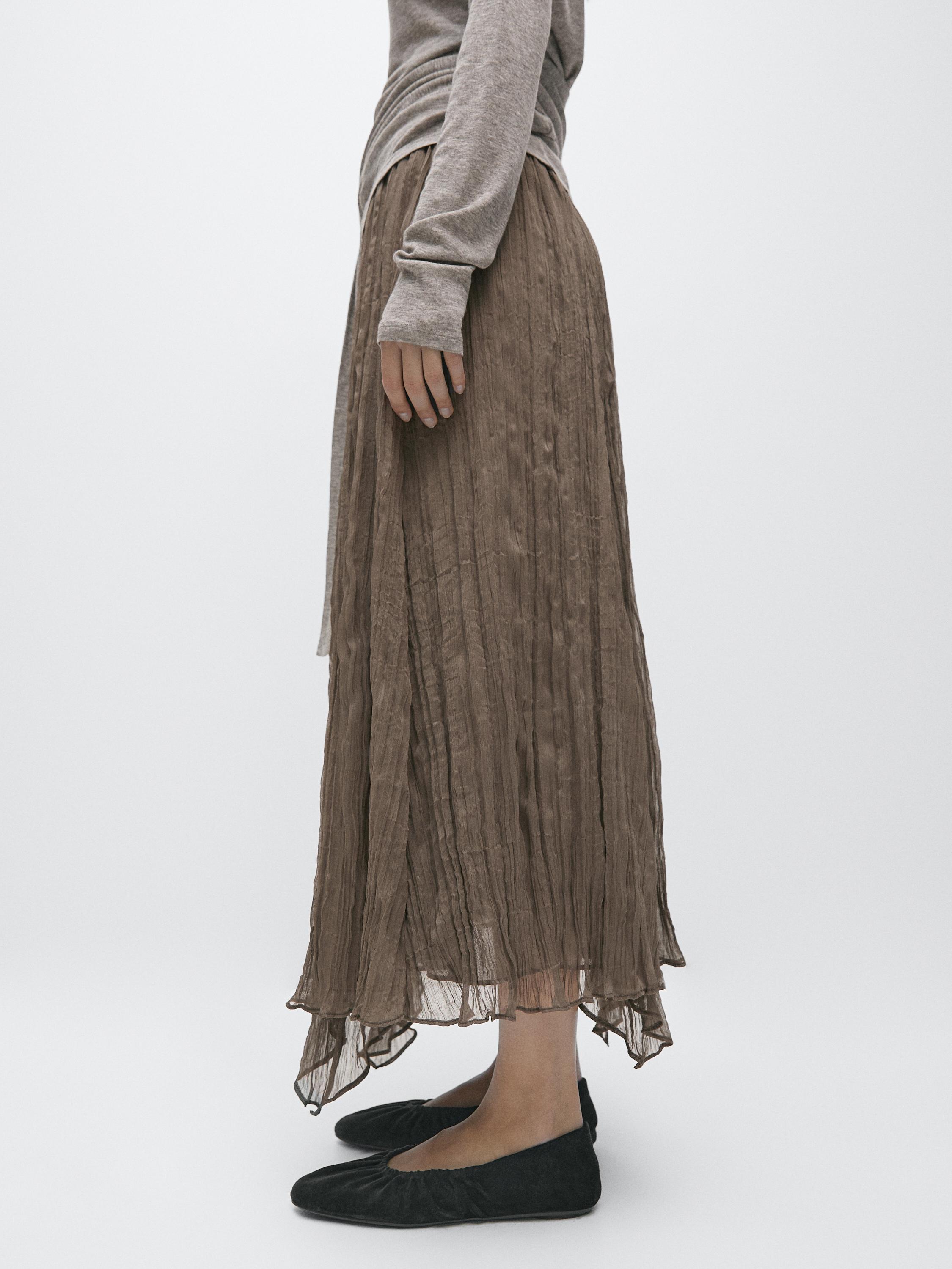 Flared pleated midi skirt — ANTHRACITE GREY