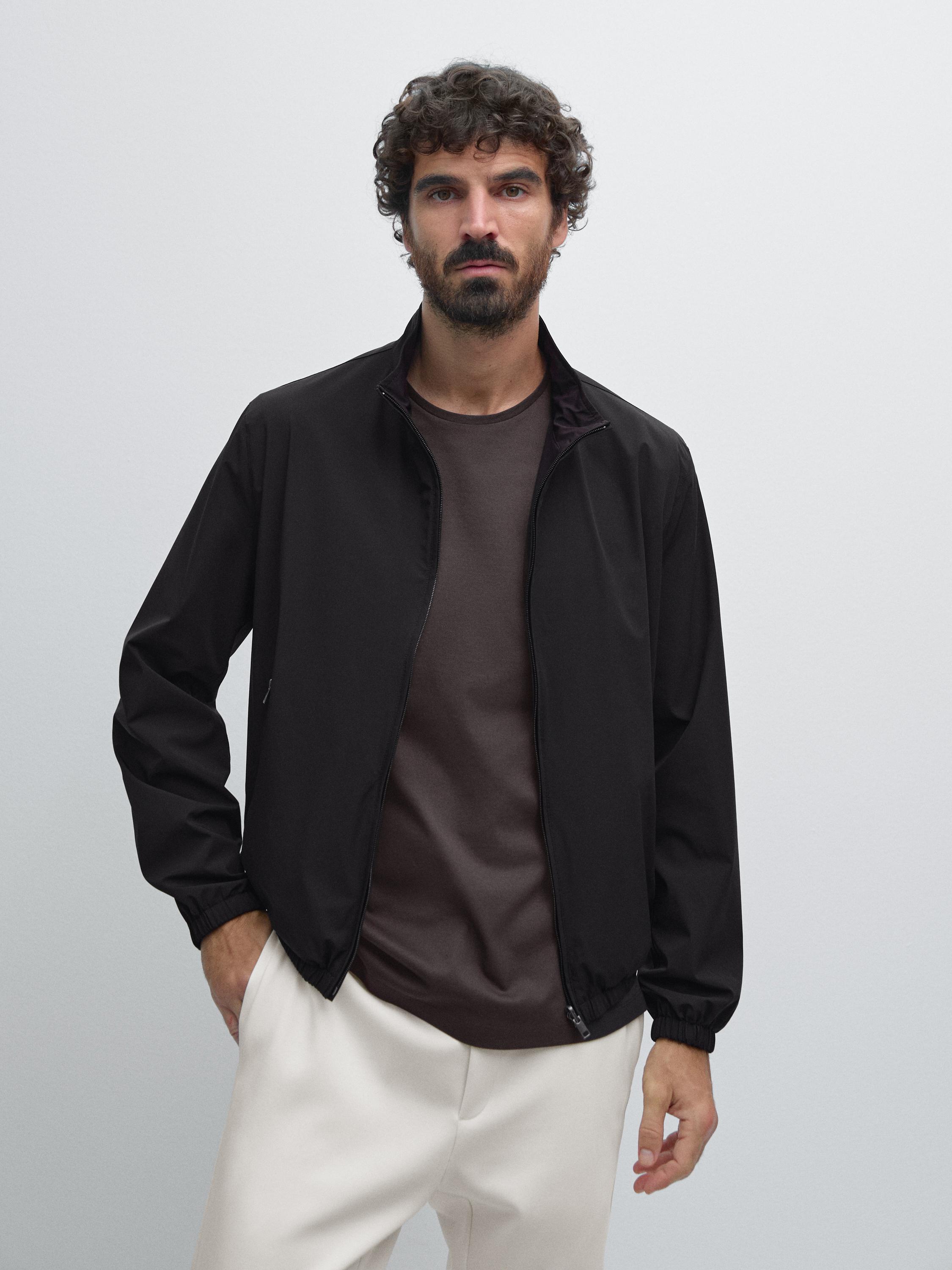 Reversible high neck jacket — BLACK