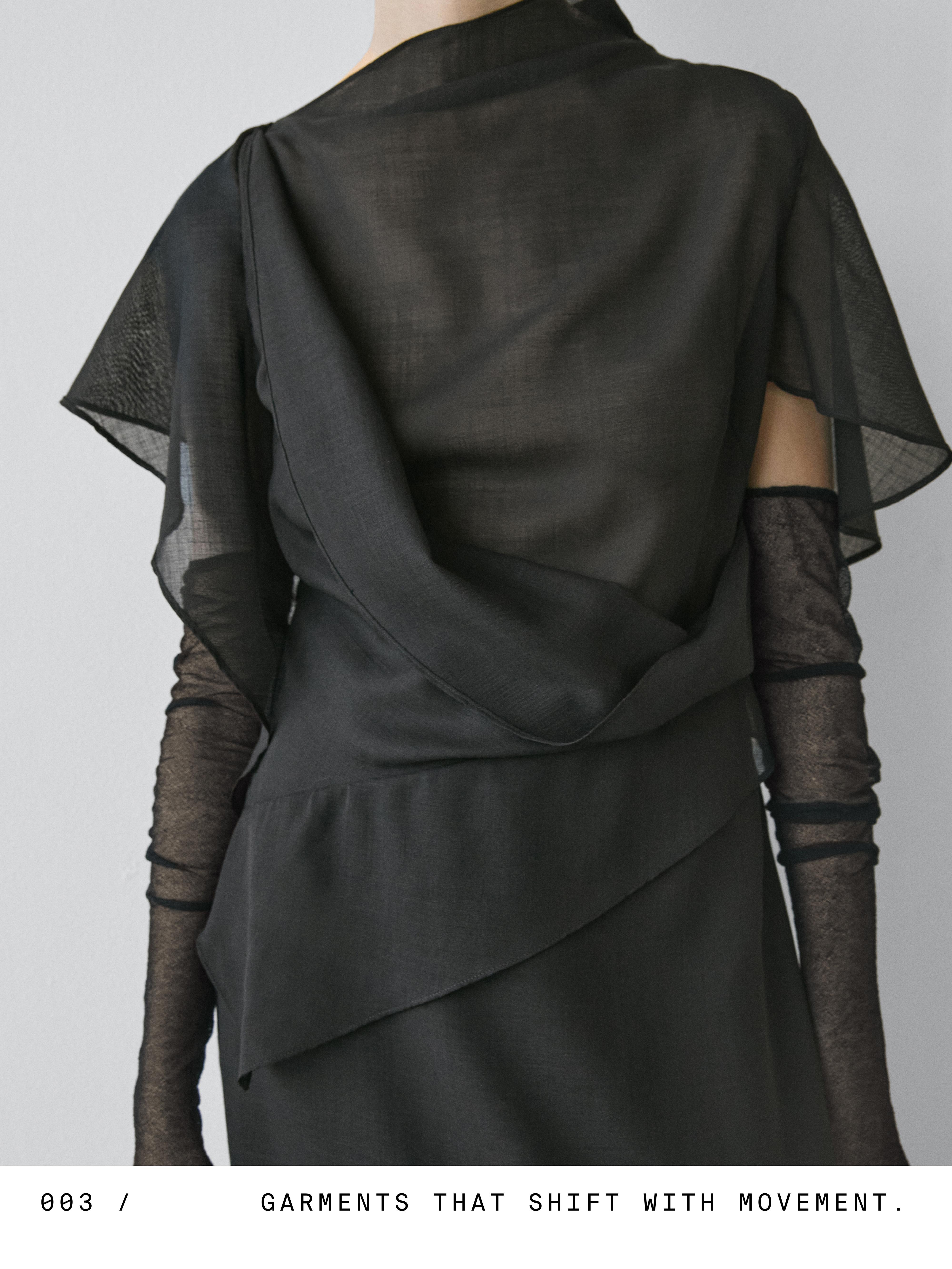 فستان متوسط الطول مفصل بغطاء رأس - STUDIO