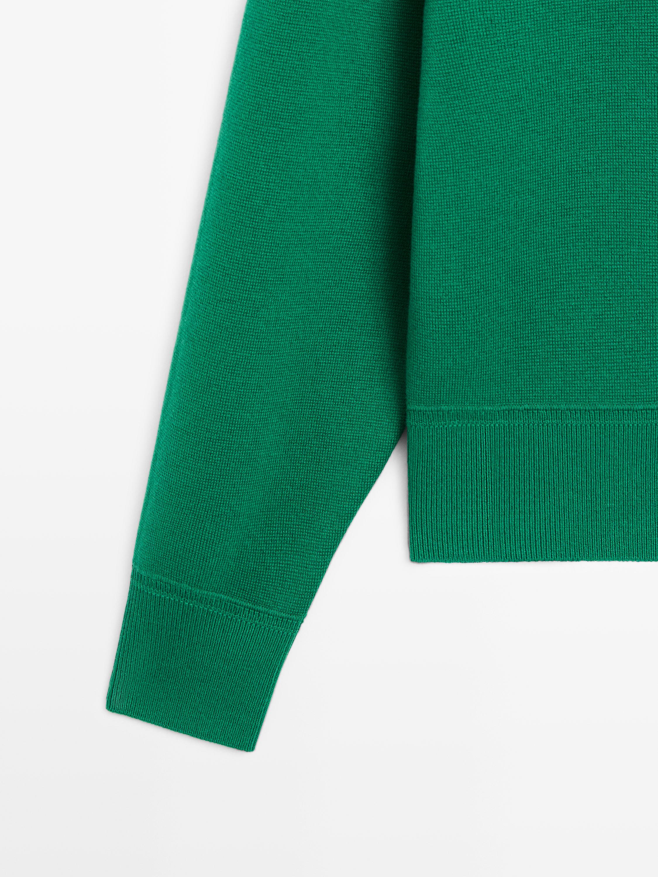 Cotton blend knit sweater — Green billiard