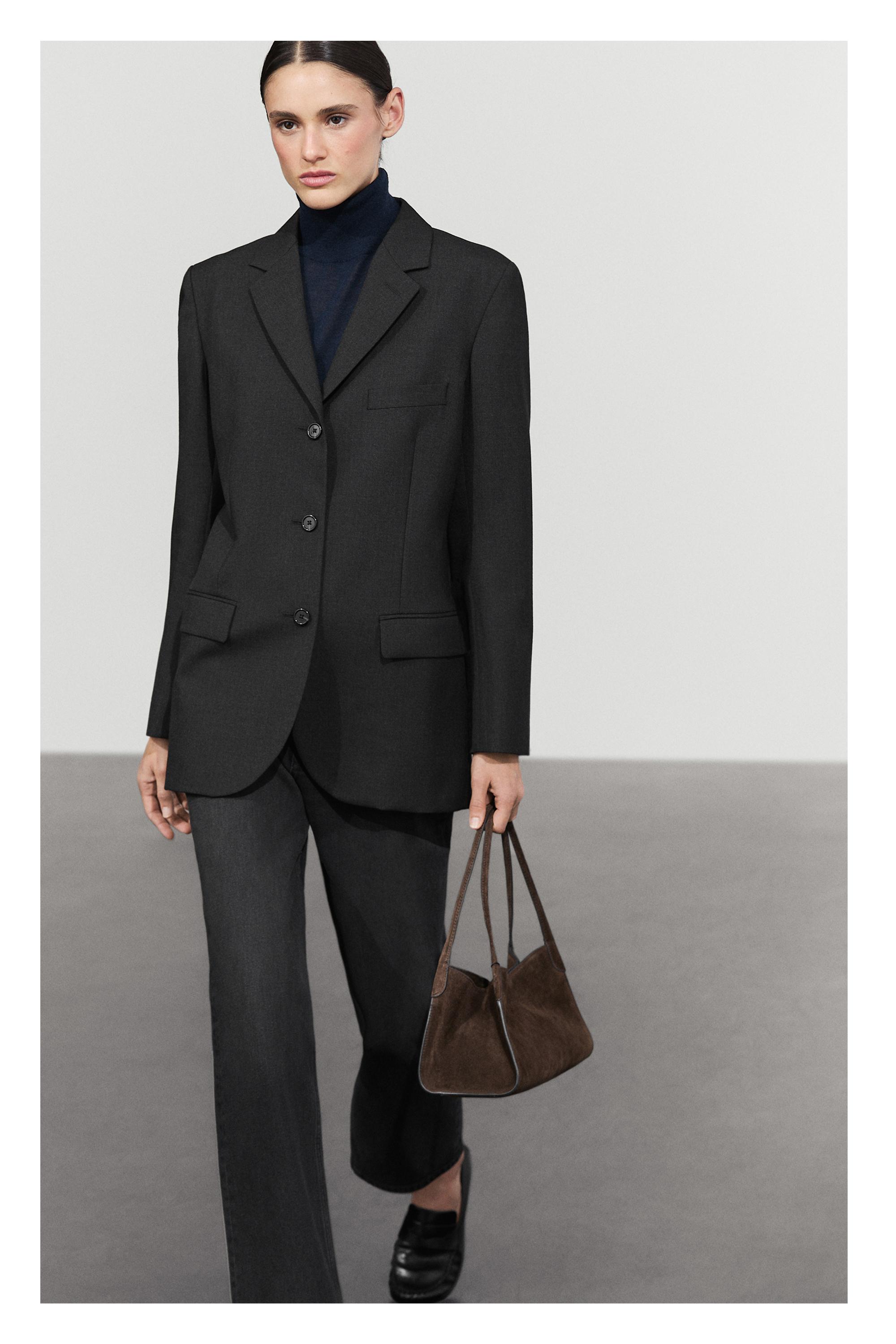 Three-button wool blazer - DARK GREY