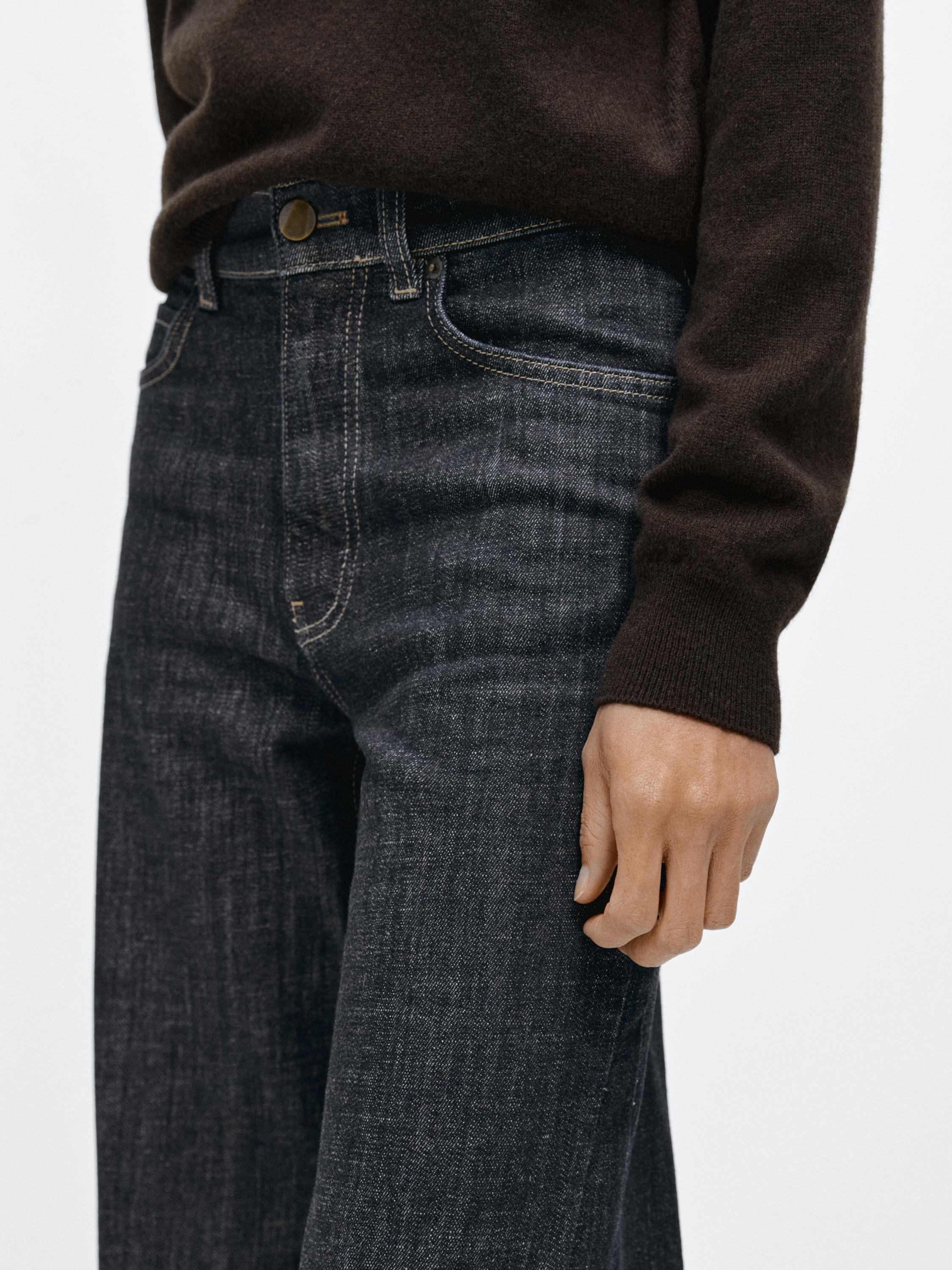 Flared high-waist jeans — DARK BLUE