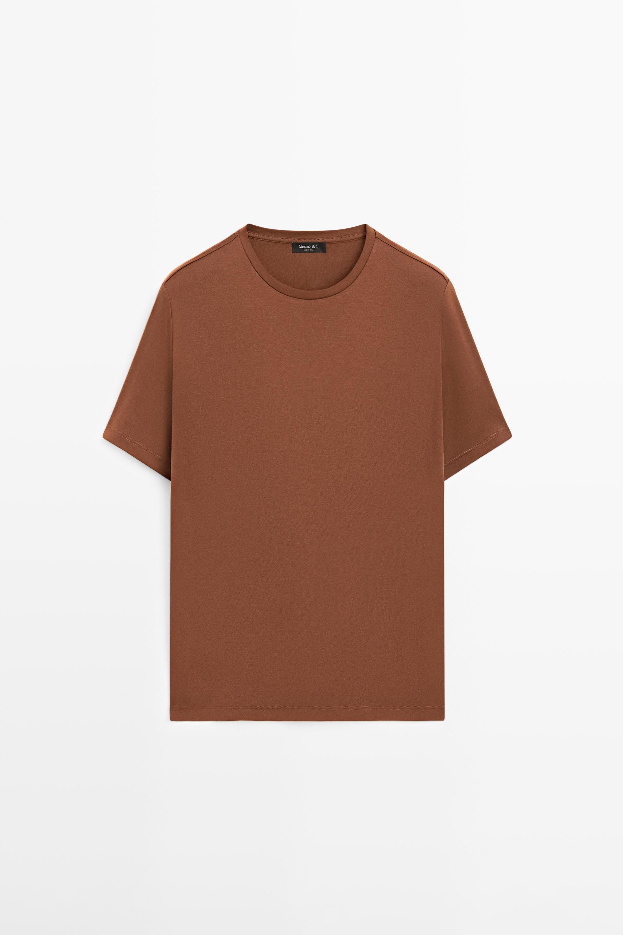 Short sleeve cotton blend T-shirt — COPPER