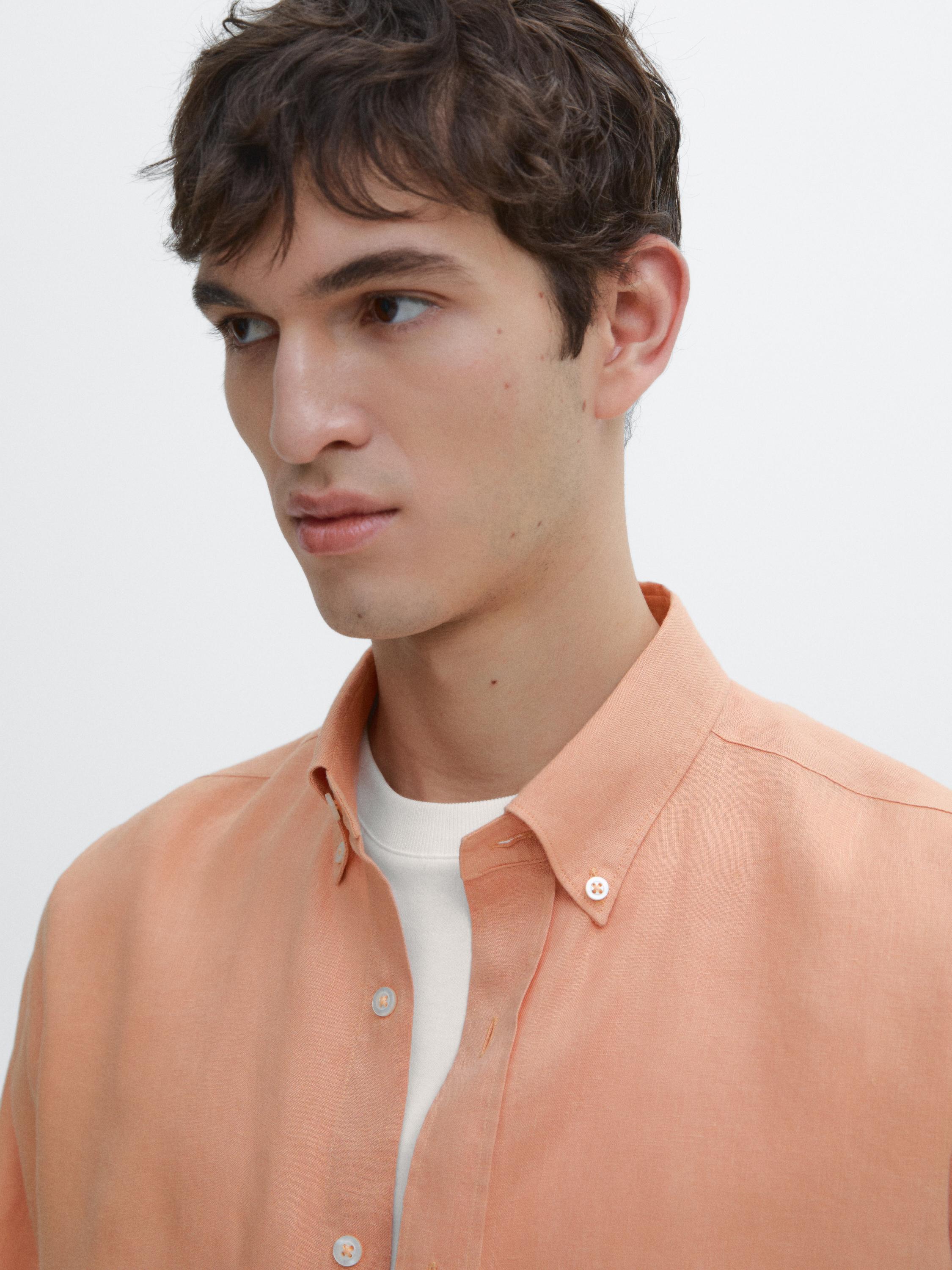 Regular fit 100% linen shirt