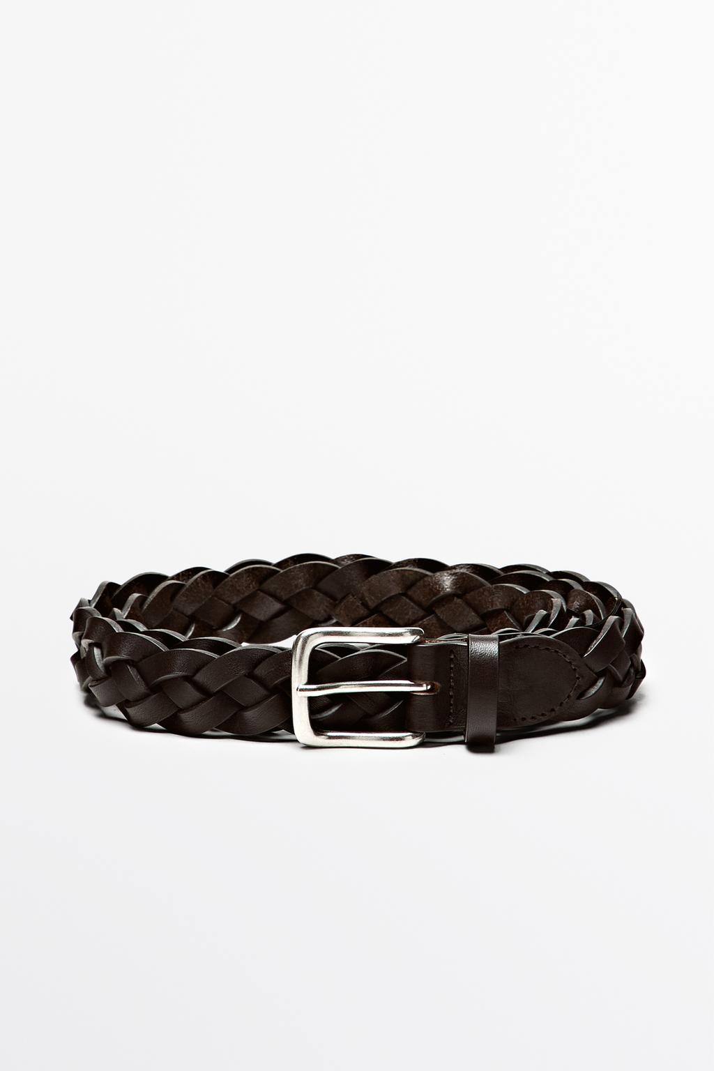 Massimo Dutti Hörülmüş nappa dəri kəmər