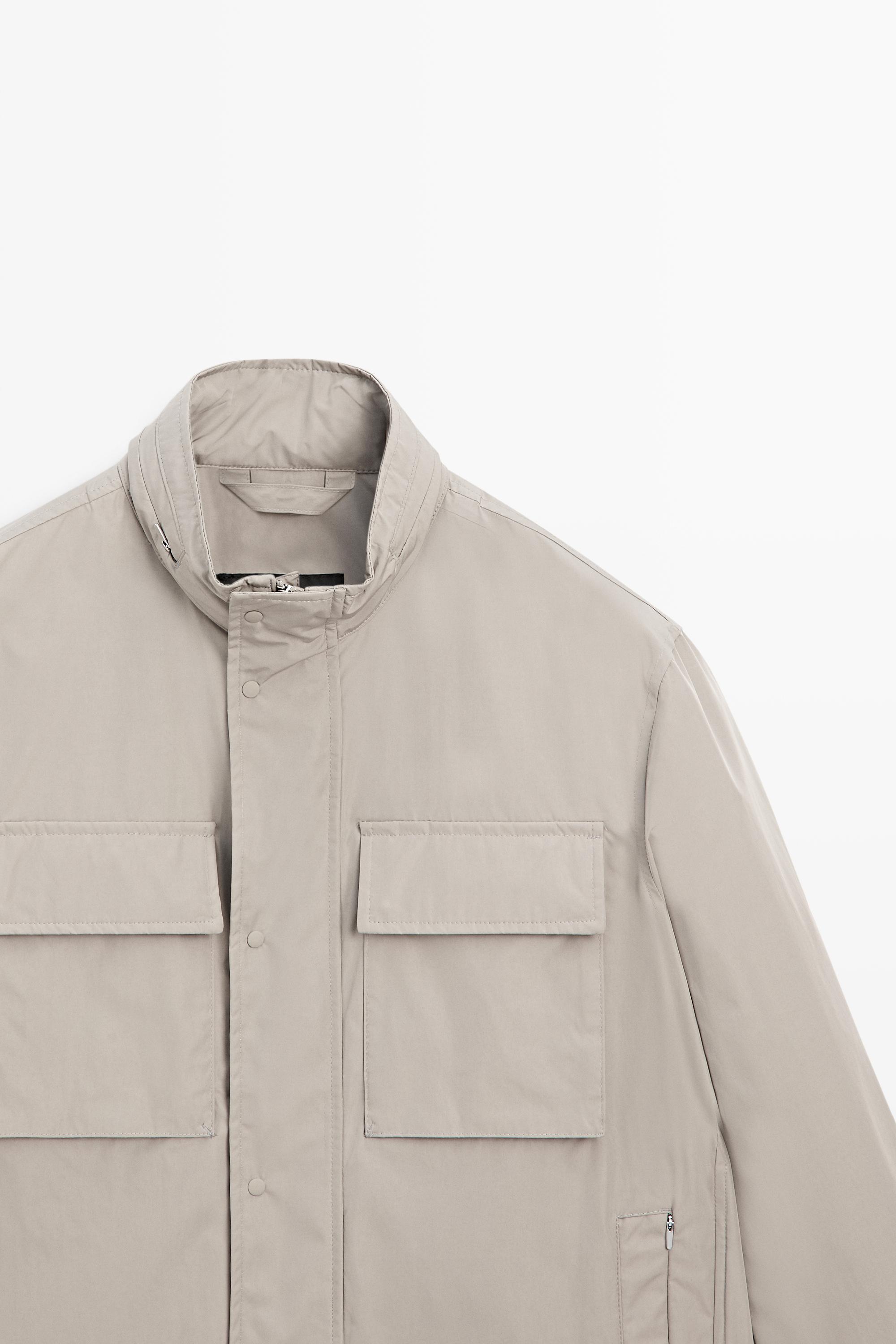 Technical fabric jacket with pocket details — GREY MARL
