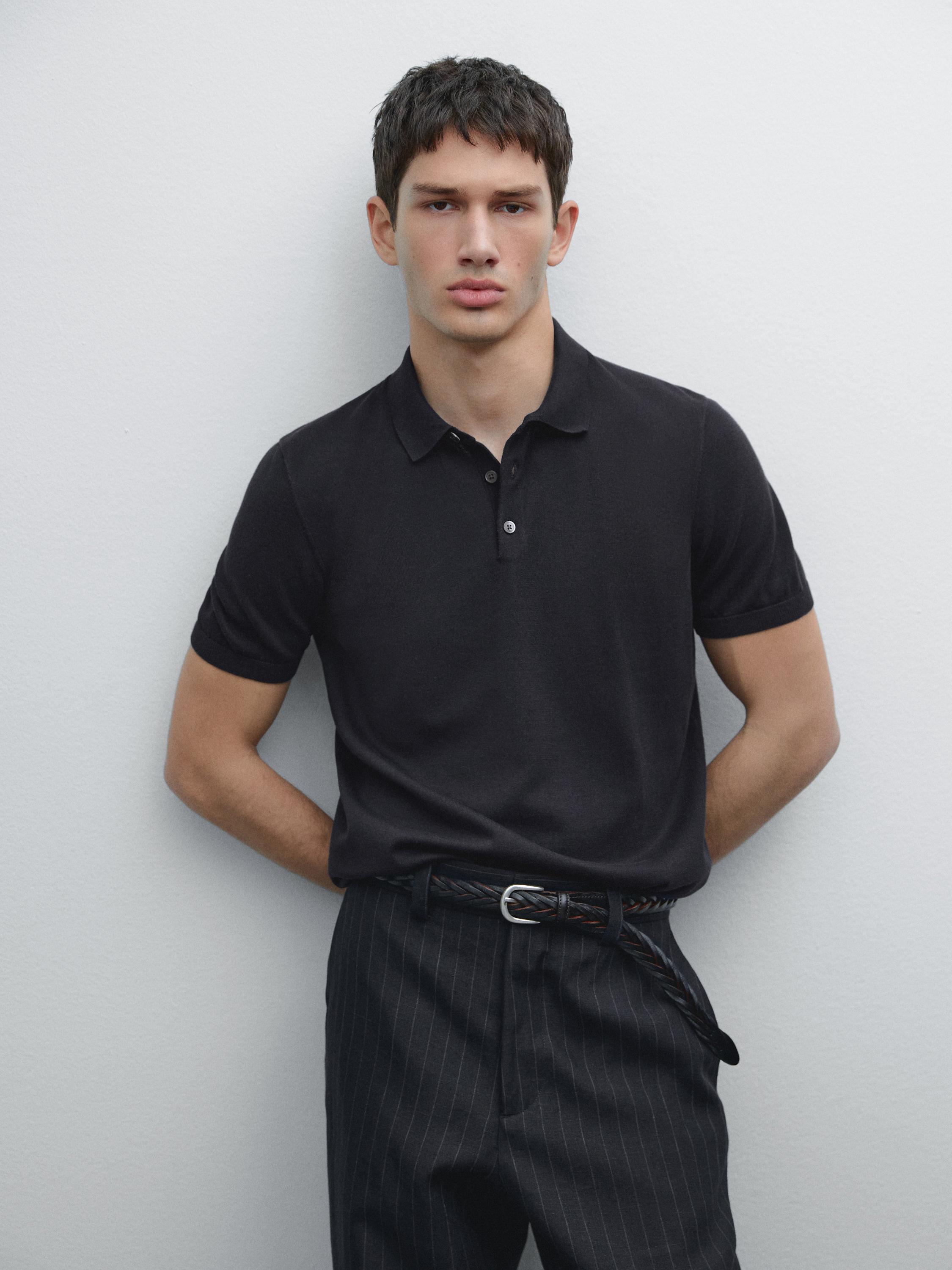 Short sleeve cotton polo sweater