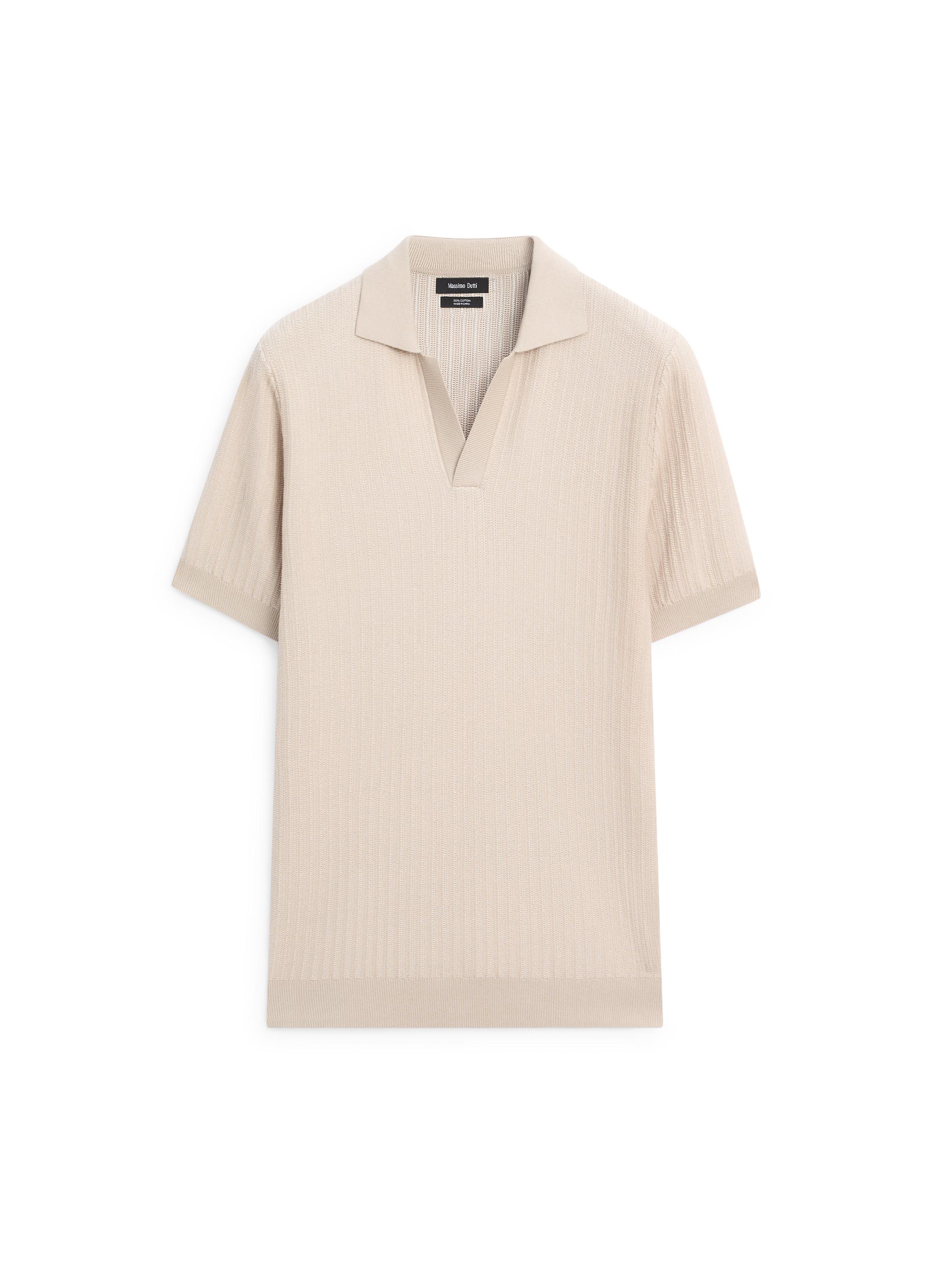 Jacquard knit polo sweater — BEIGE