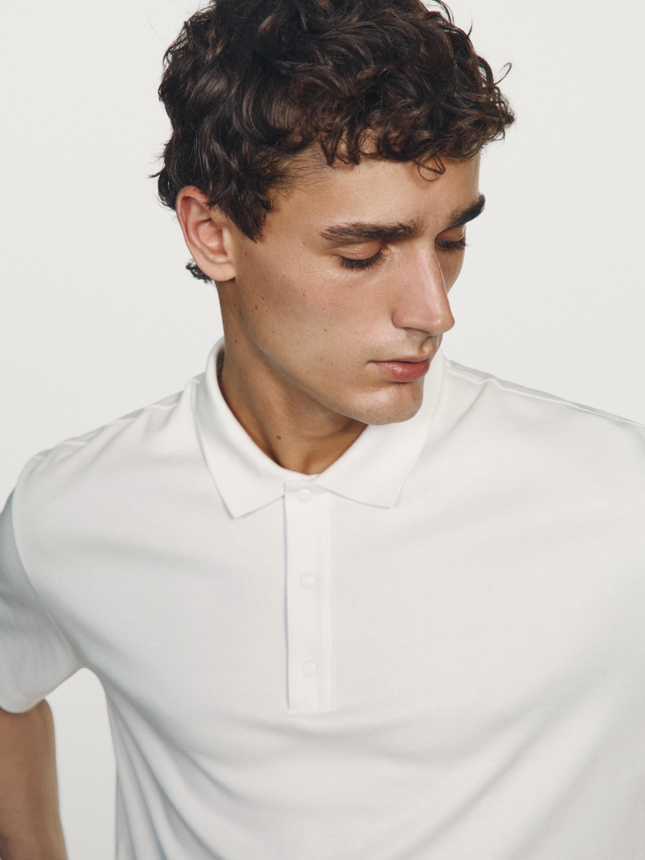 Short sleeve cotton polo shirt — Light Beige