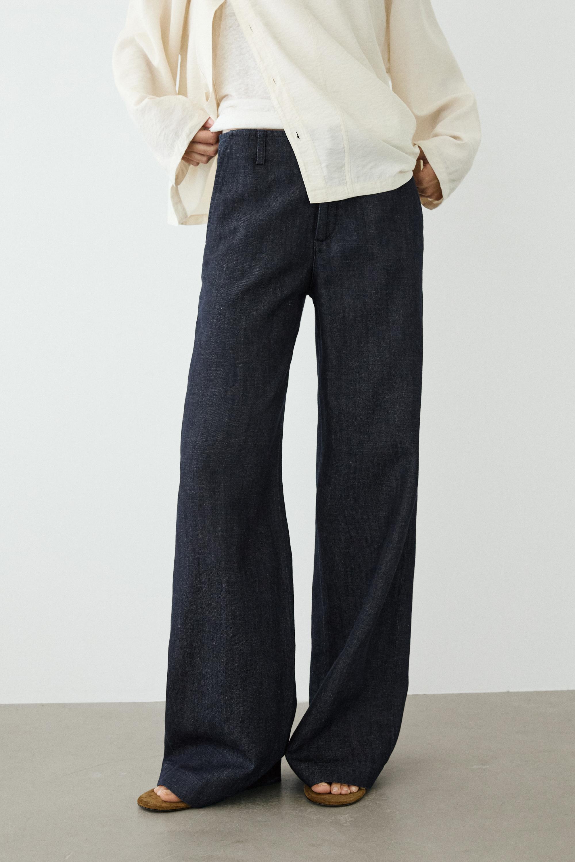 Hose Wide-Leg mit Leinen