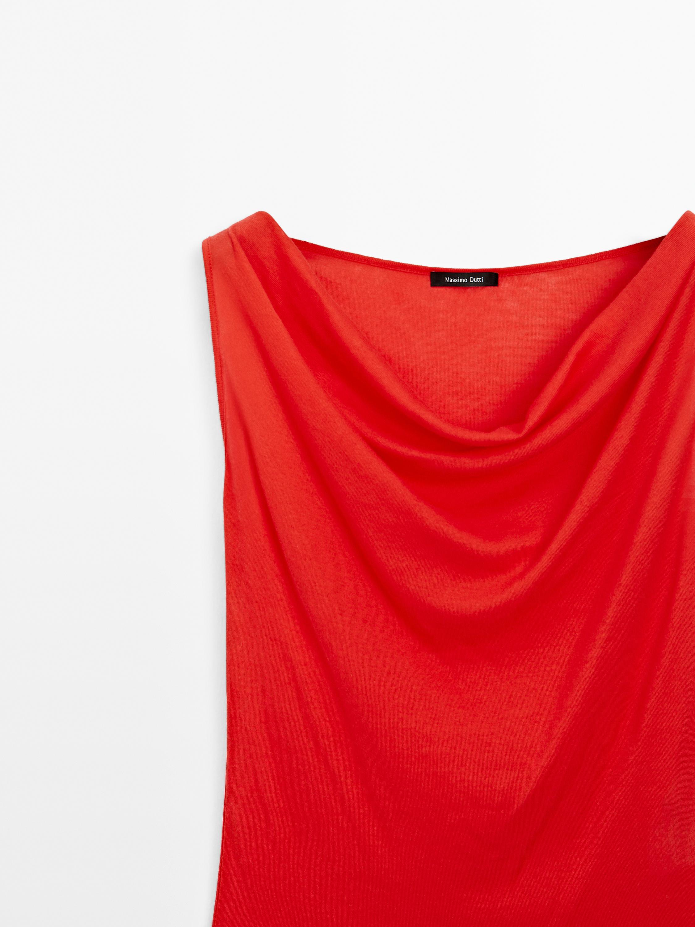 100% cotton top with draped neckline