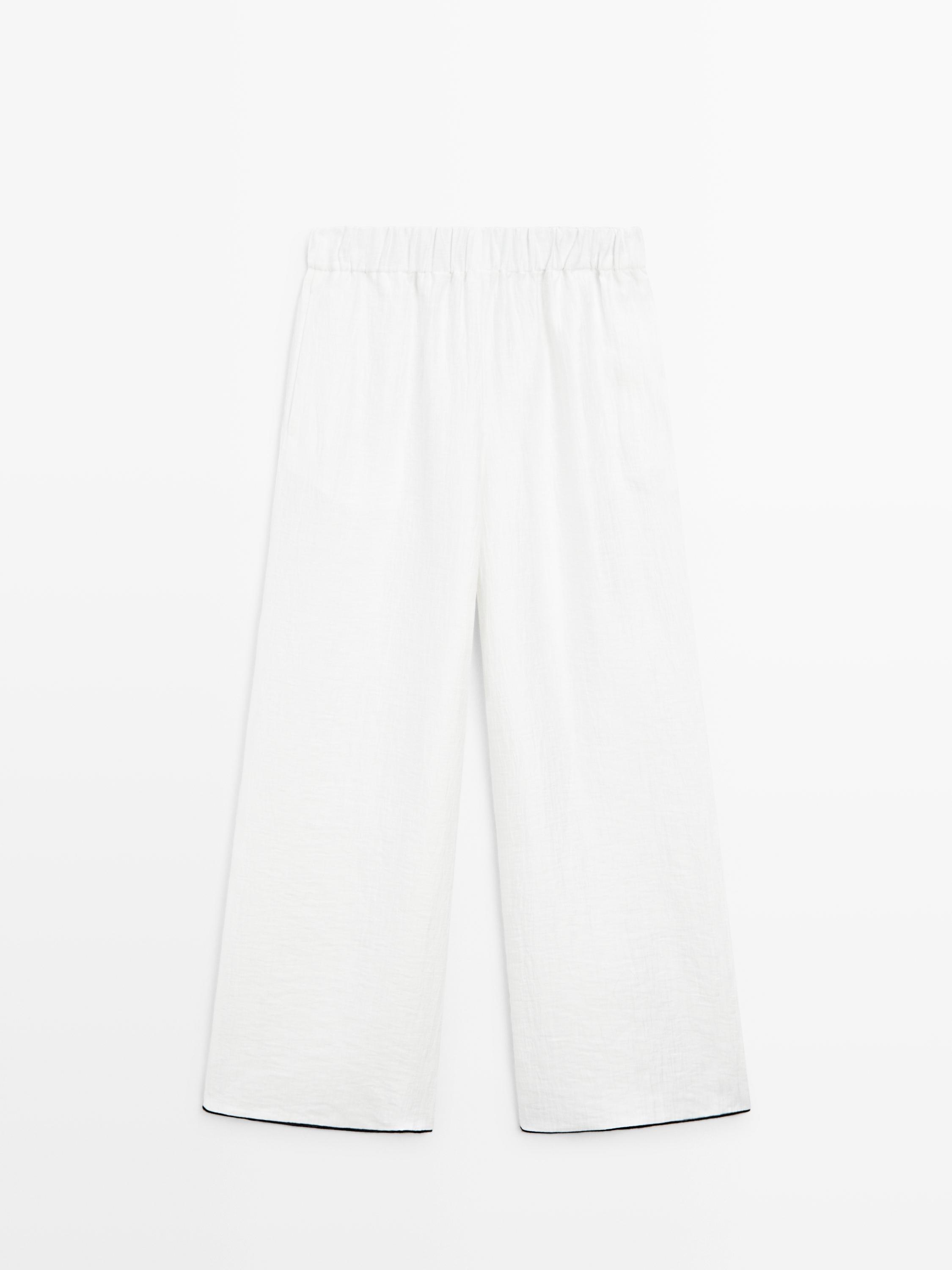 Şerit detaylı dökümlü pantolon