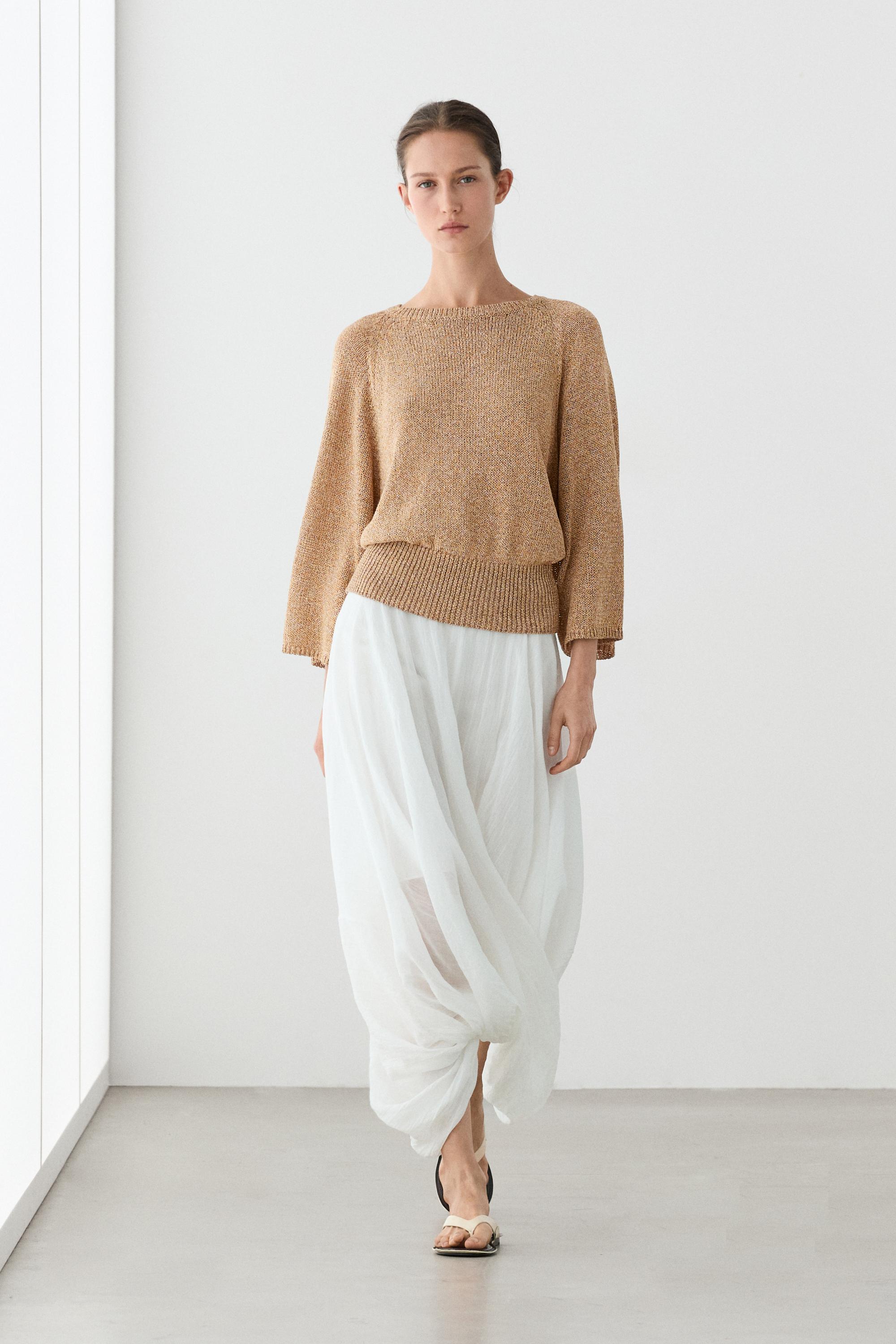 Cotton blend cutwork sweater — Washed