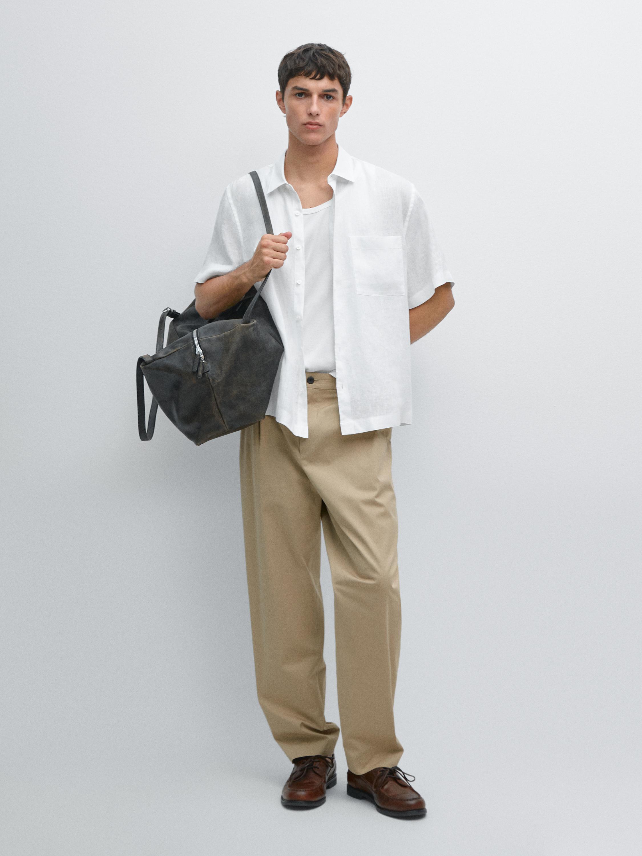 Kemeja lengan pendek linen 100%