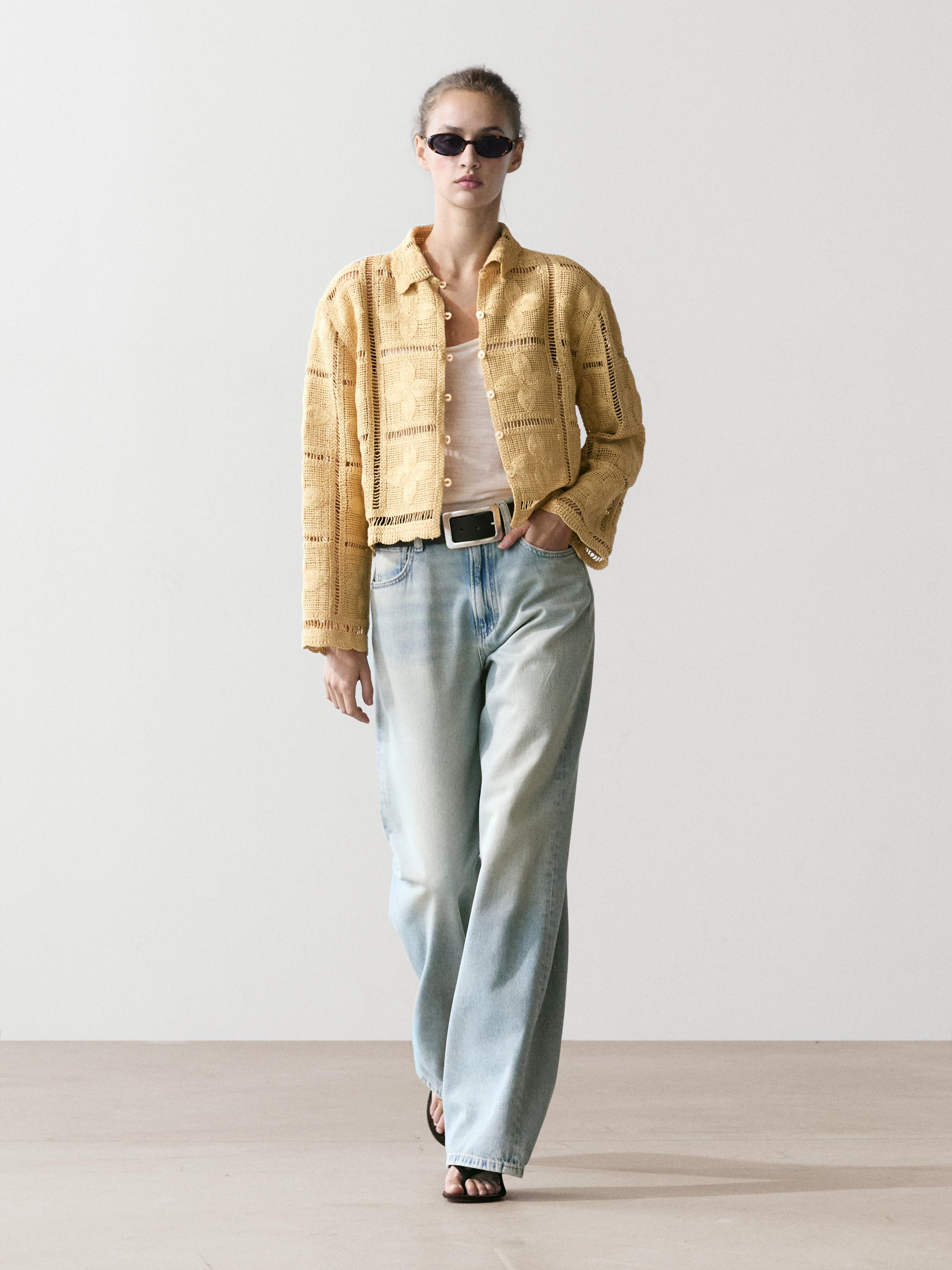 جاكيت كروشيه بغرزة مخرمة