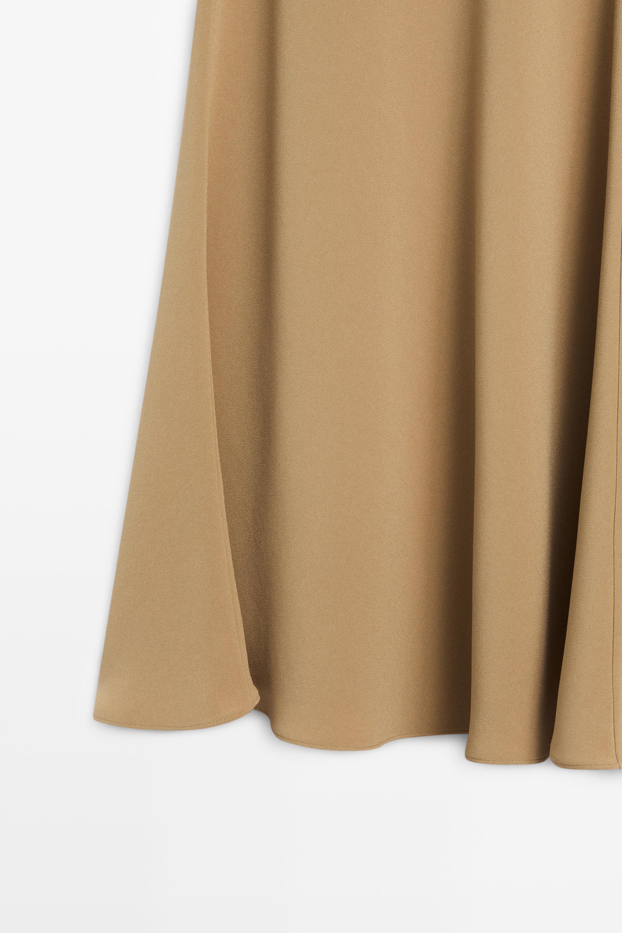 Flowing flared midi skirt - STUDIO — Caramel