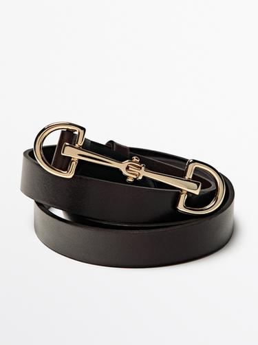 Equestrian nappa leather belt — BROWN 4