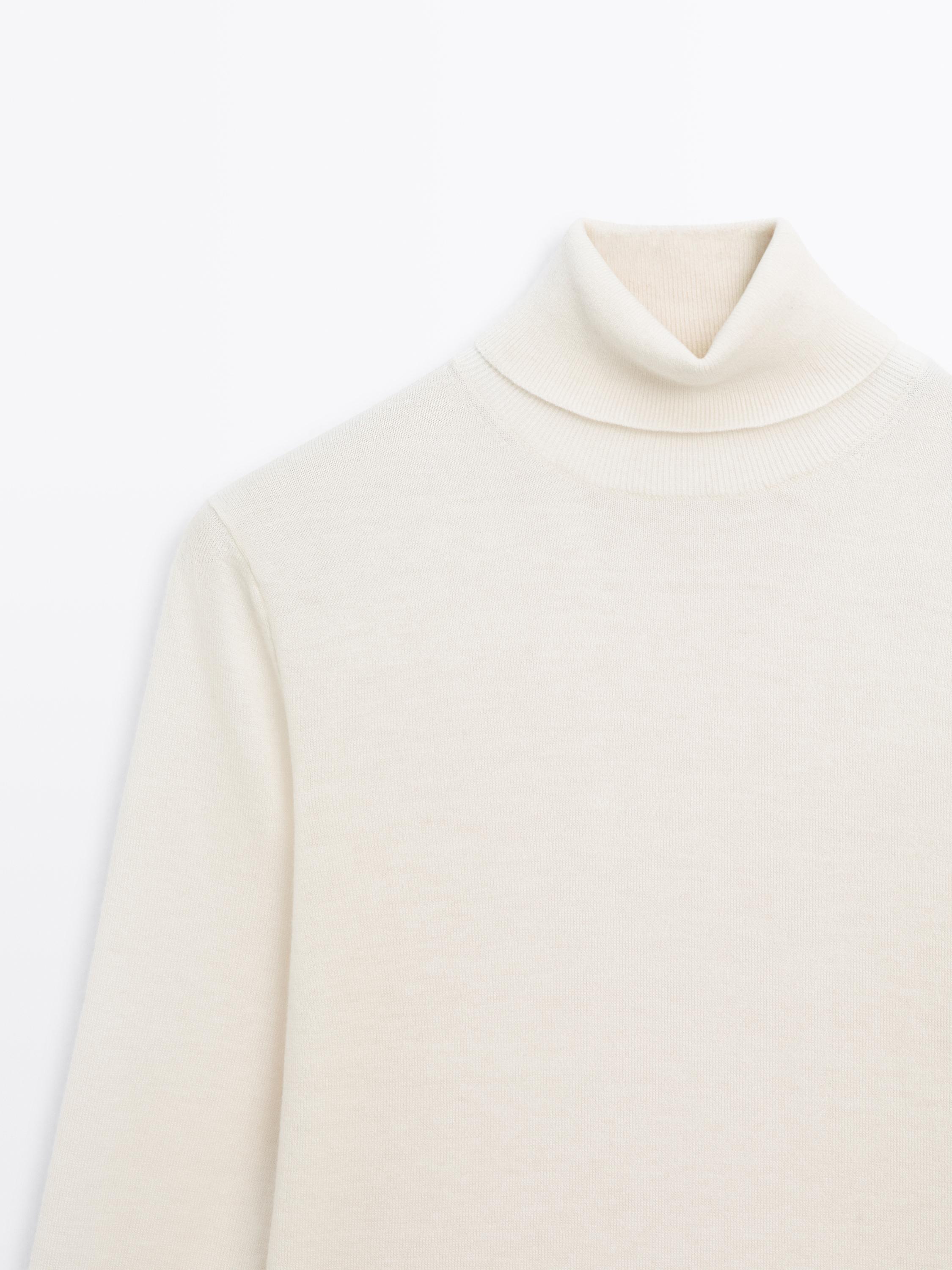 High neck wool blend sweater
