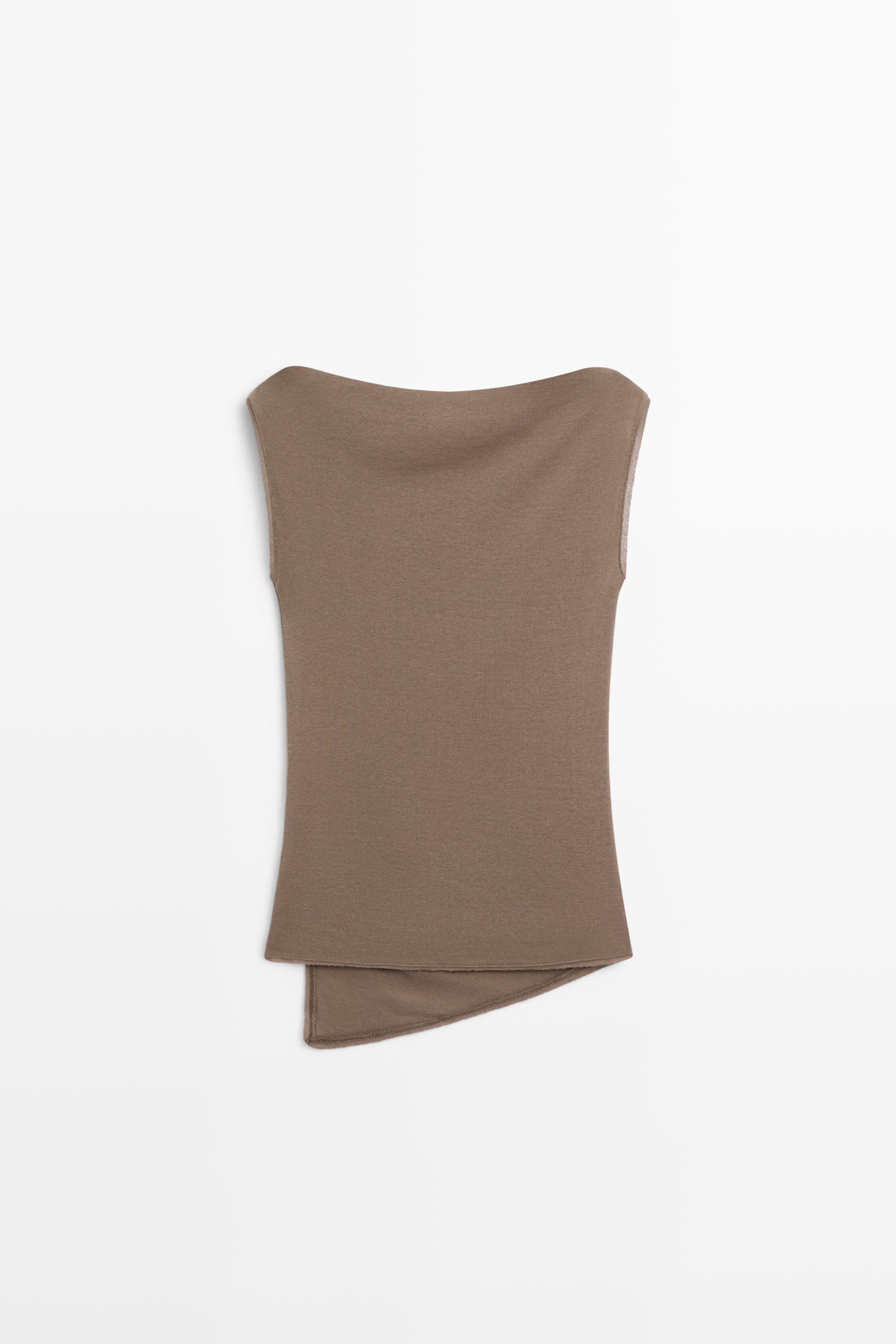 100% cotton knit top — MOLE BROWN