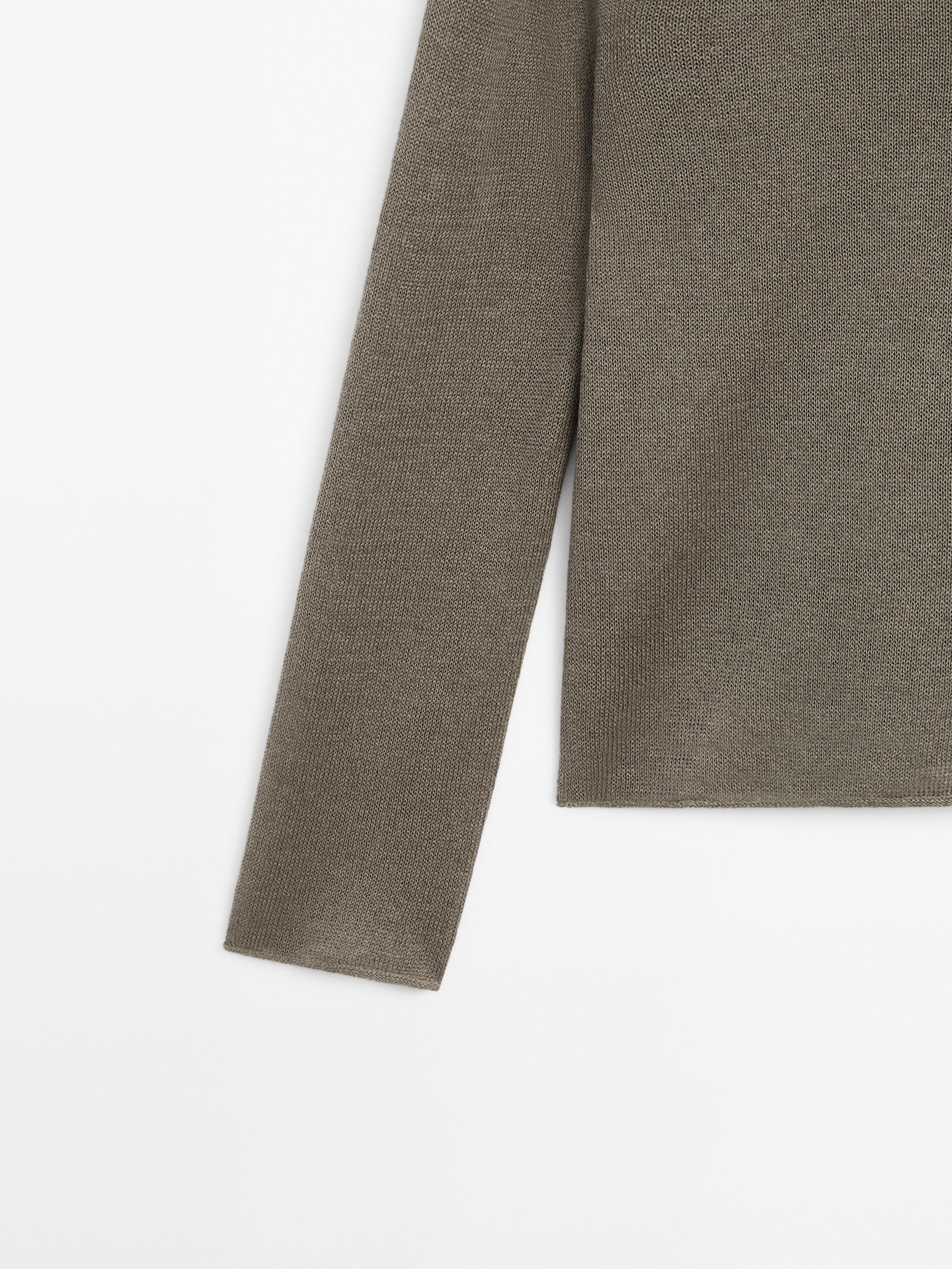 Linen blend cutwork sweater